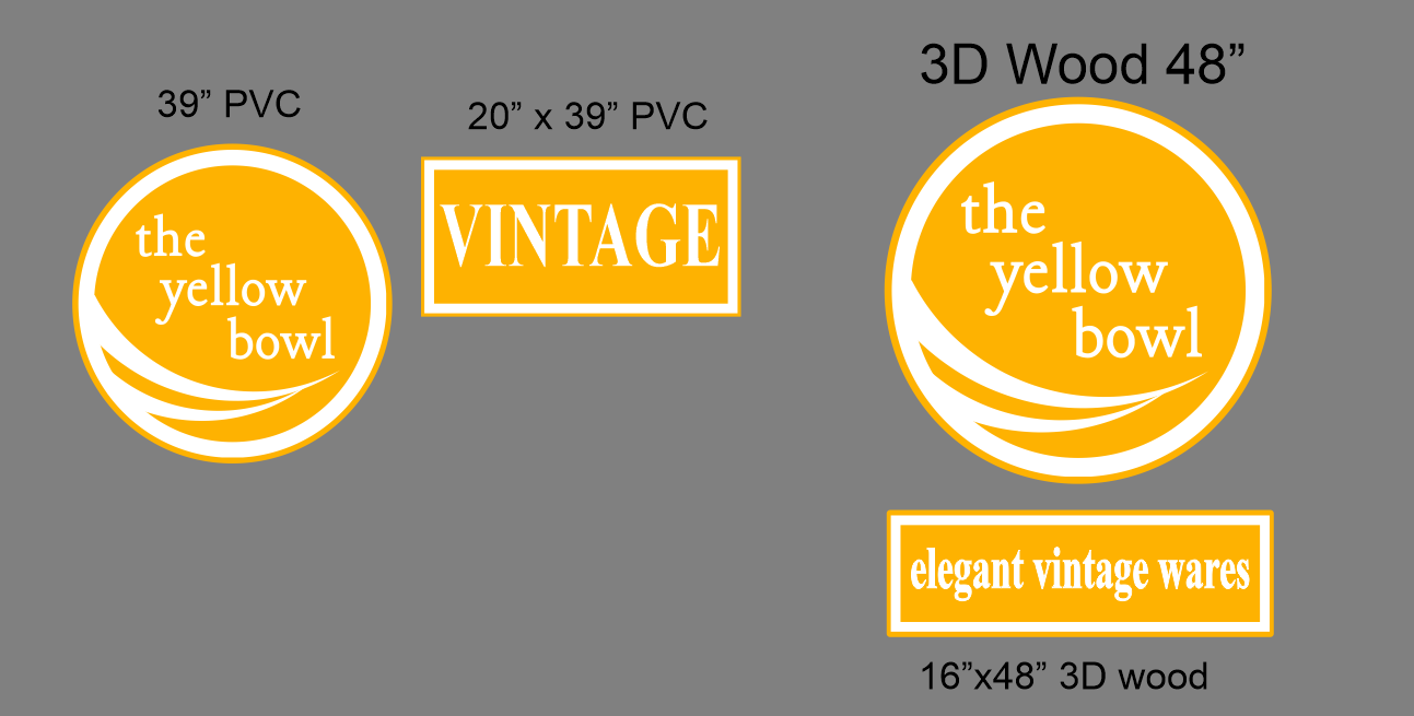 Custom Signs for Rachel Flynn The Yellow Bowl