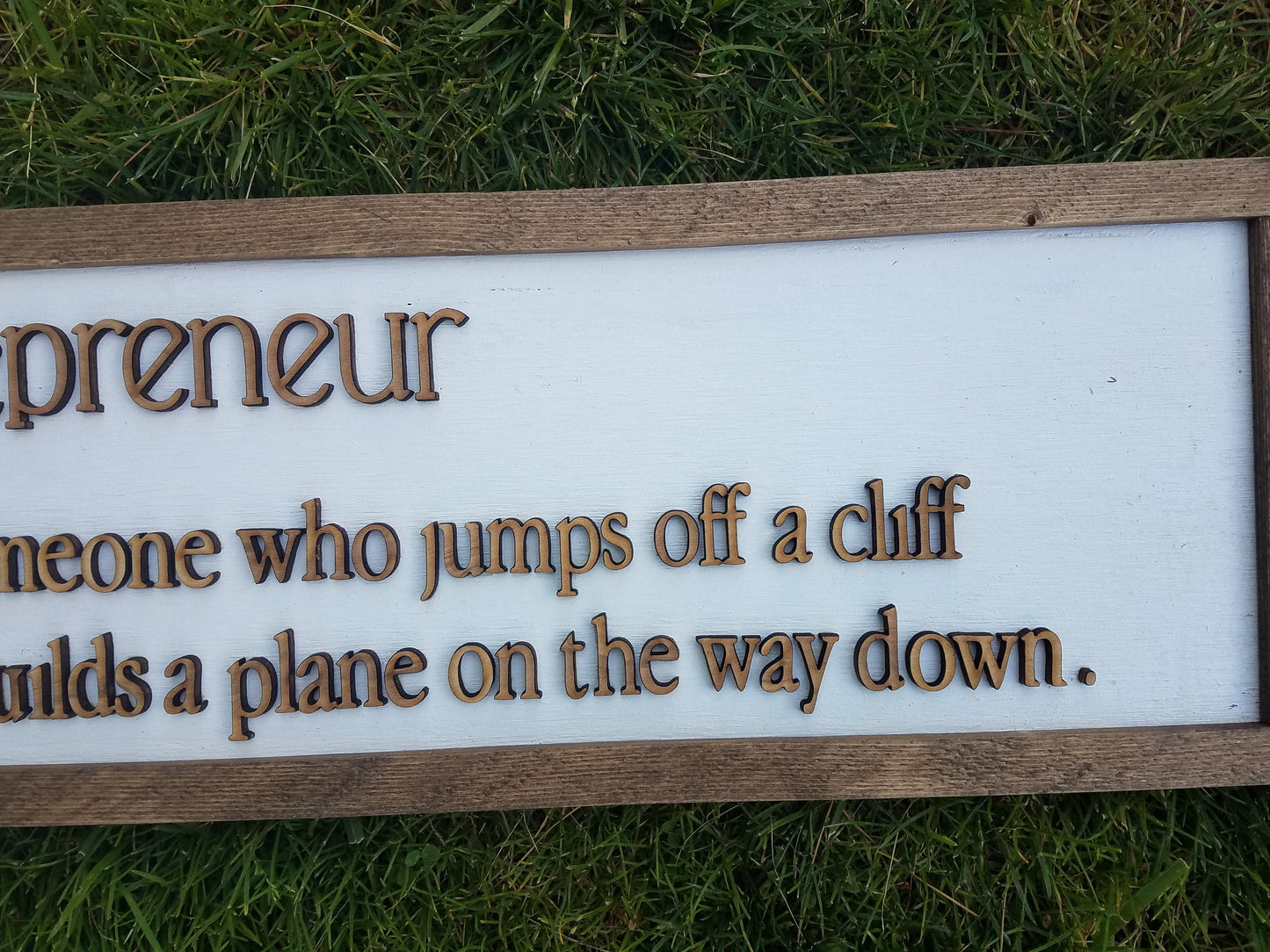 Entrepreneur Gift, Self Employed, Boss Gift, Small Business Owner, Business, Sign, 3D, Raised Text, Framed, White, Rustic