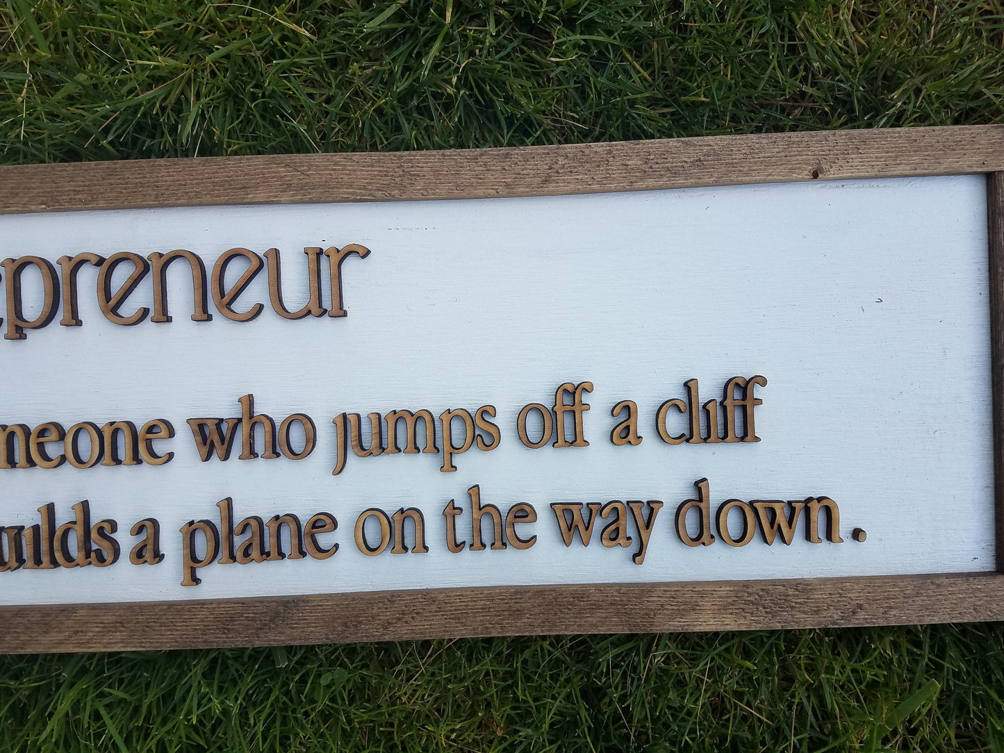 Entrepreneur Gift, Self Employed, Boss Gift, Small Business Owner, Business, Sign, 3D, Raised Text, Framed, White, Rustic