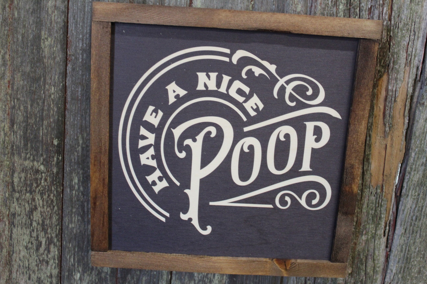 Have A Nice Poop Bathroom Wood Sign Half Bath Wall Art Wall Hanging Farmhouse Rustic Shiplap Funny Humor Retro Scroll