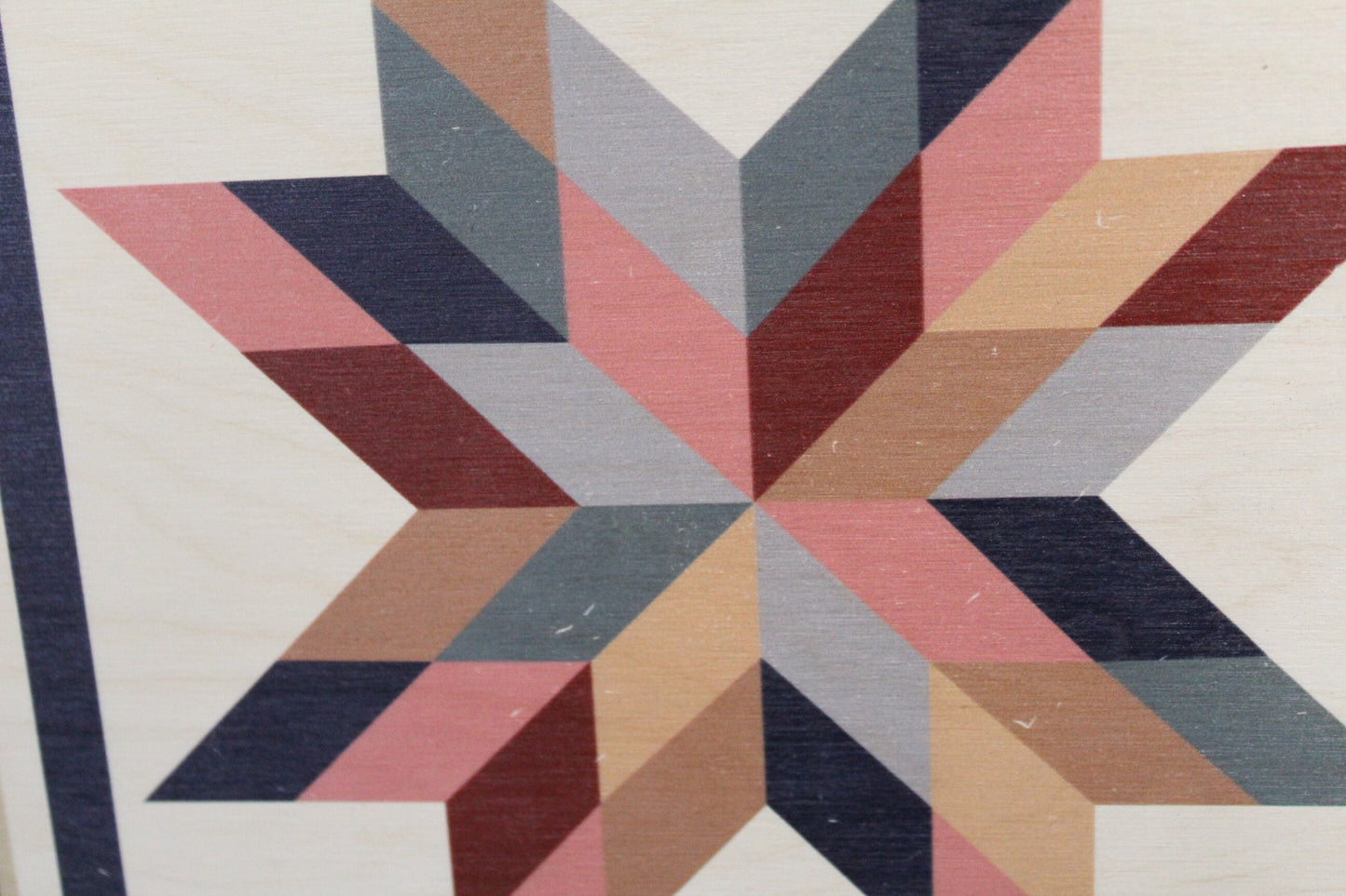 Star Triangle Barn Quilt Wood Sign Stylized Geometric Origami Pastel Square Pattern Block Wall Art Farmhouse Primitive Rustic