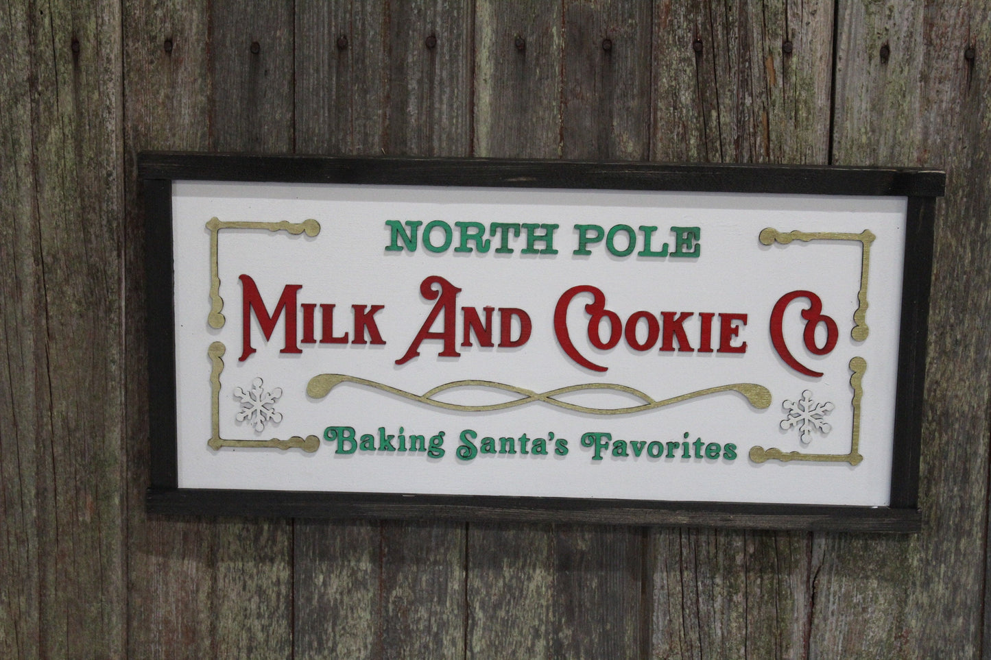 Milk and Cookie Company Wood Sign North Pole Baking Santas Favorite Cookies 3D Raised Text Christmas Decoration Wall Advertising