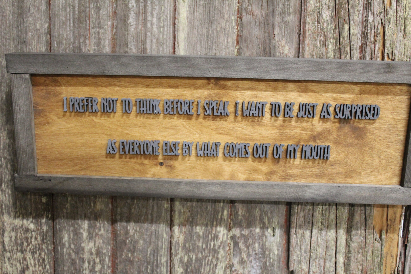 Not To Think Before I Speak I Want To Be Surprised Funny Raised Text Wood Sign Big Mouth Attitude Saying Humor Wall Hanging Gift Sarcastic