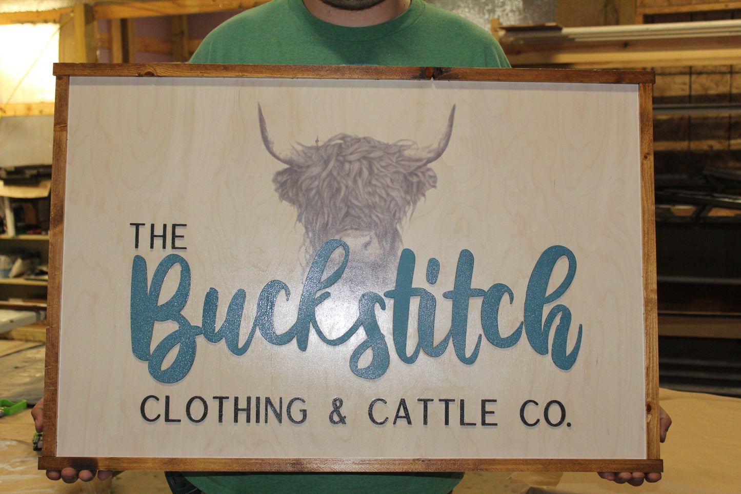 Highland Cow Cattle Company Wood Sign Raised Text Large Printed Scottish Western Country Primitive Clothing Wall Hanging Decoration