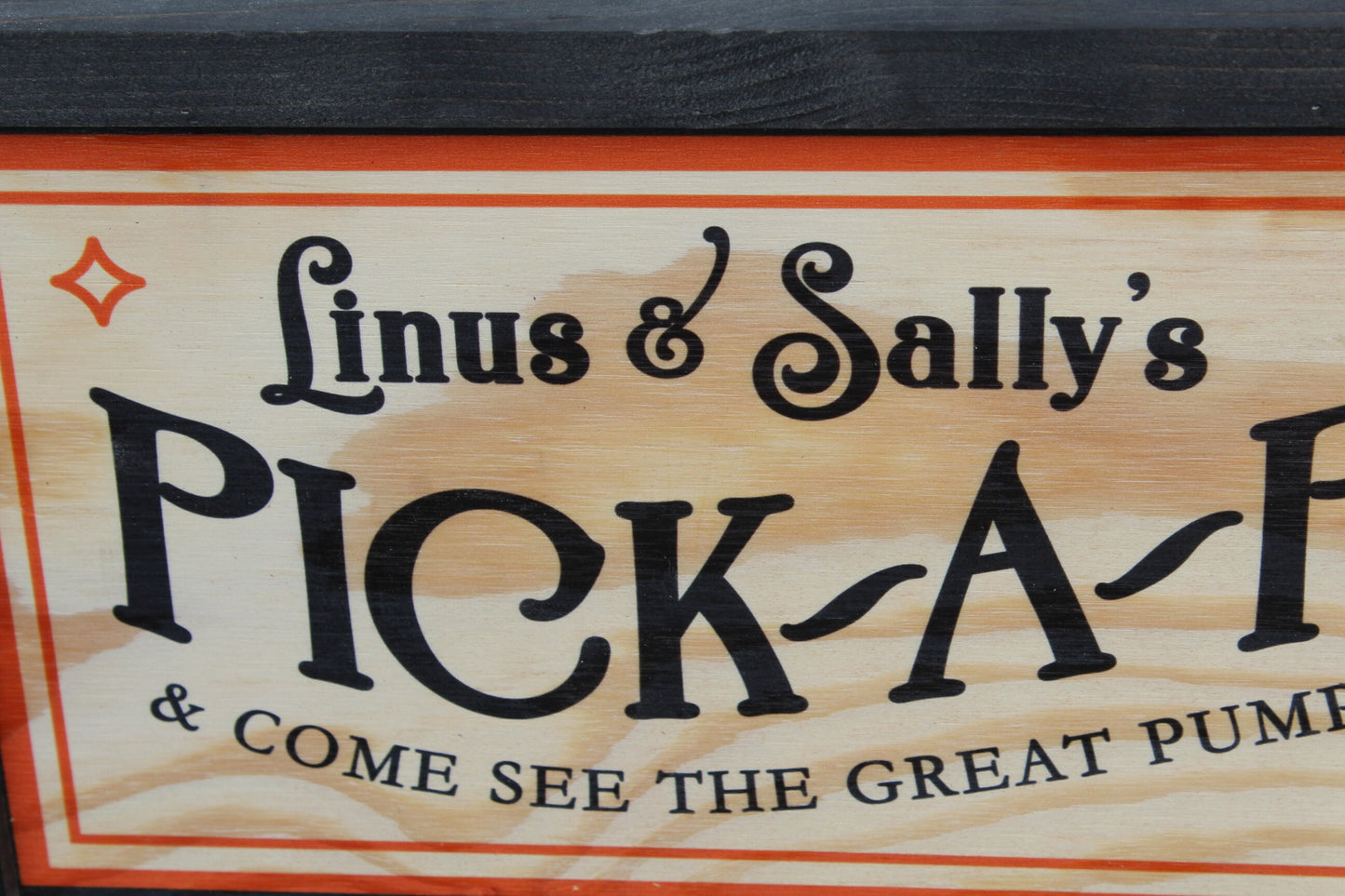 Linus and Sallys Pick A Pumpkin Pumpkin Patch Black Vintage Truck Long Wood Sign Printed Halloween Fall Autumn Decoration Decor Great