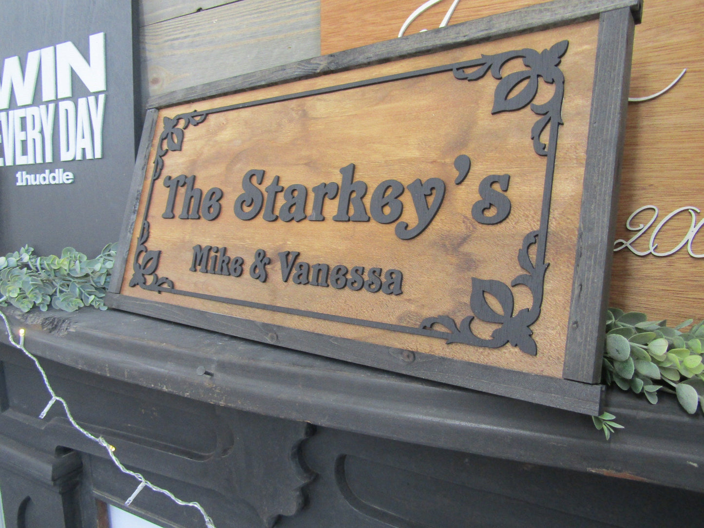 Custom Personalized Home Decor Wedding Gift New Home Gift Scroll Wooden Handmade Home Decor Couples Sign Rustic 3D Raised Text Gothic Style