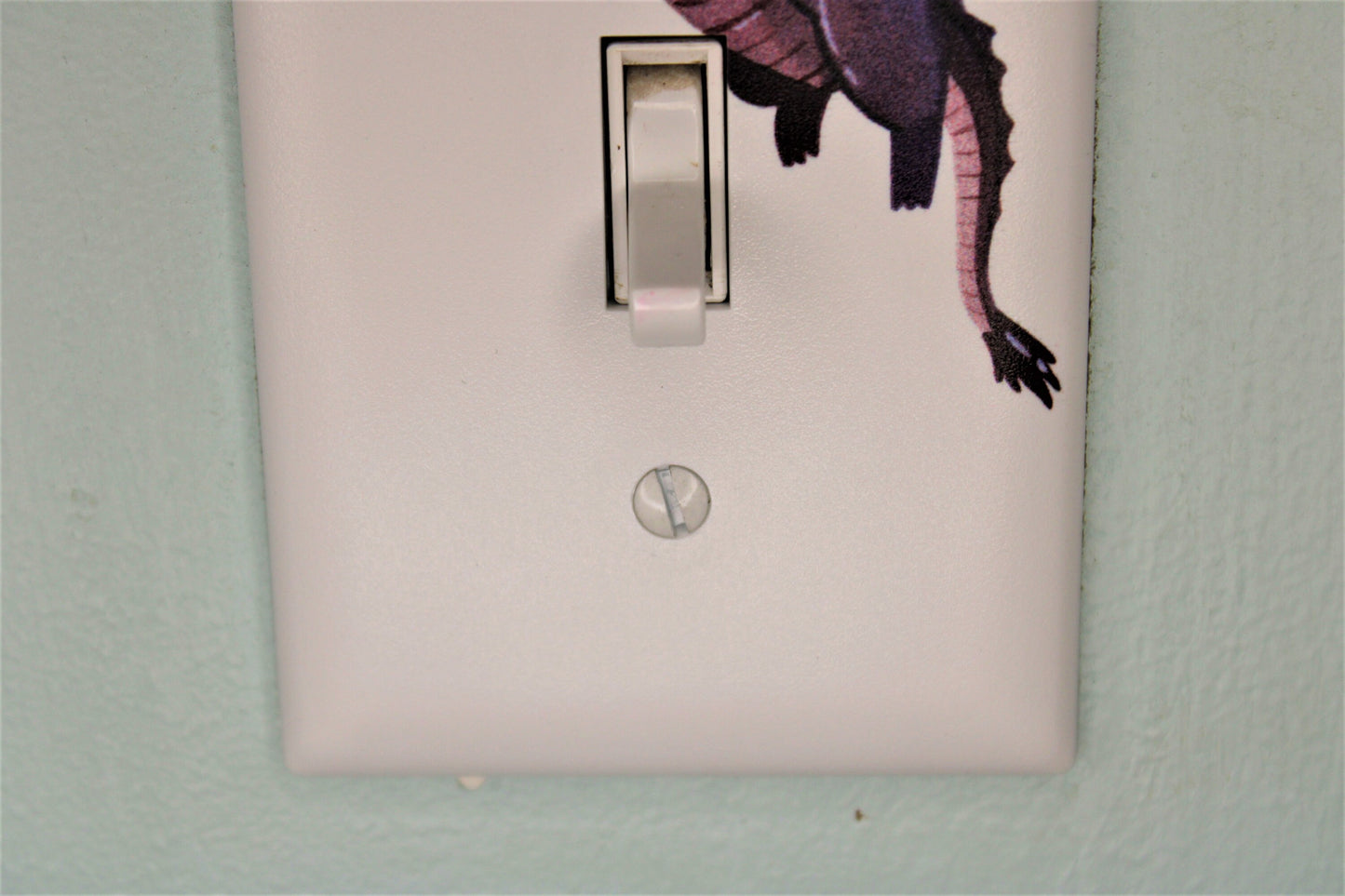 flying cute purple dragon cartoon prince princess room decor unique custom printed in color light switch plate cover durable fairytale theme