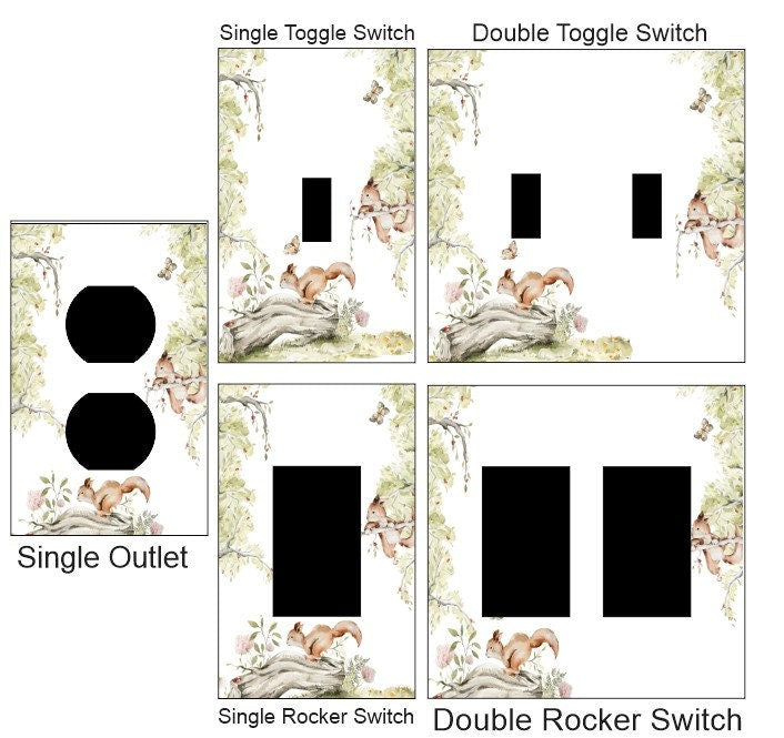 squirrel playing in tree custom printed painted Light switch cover plate for nursery