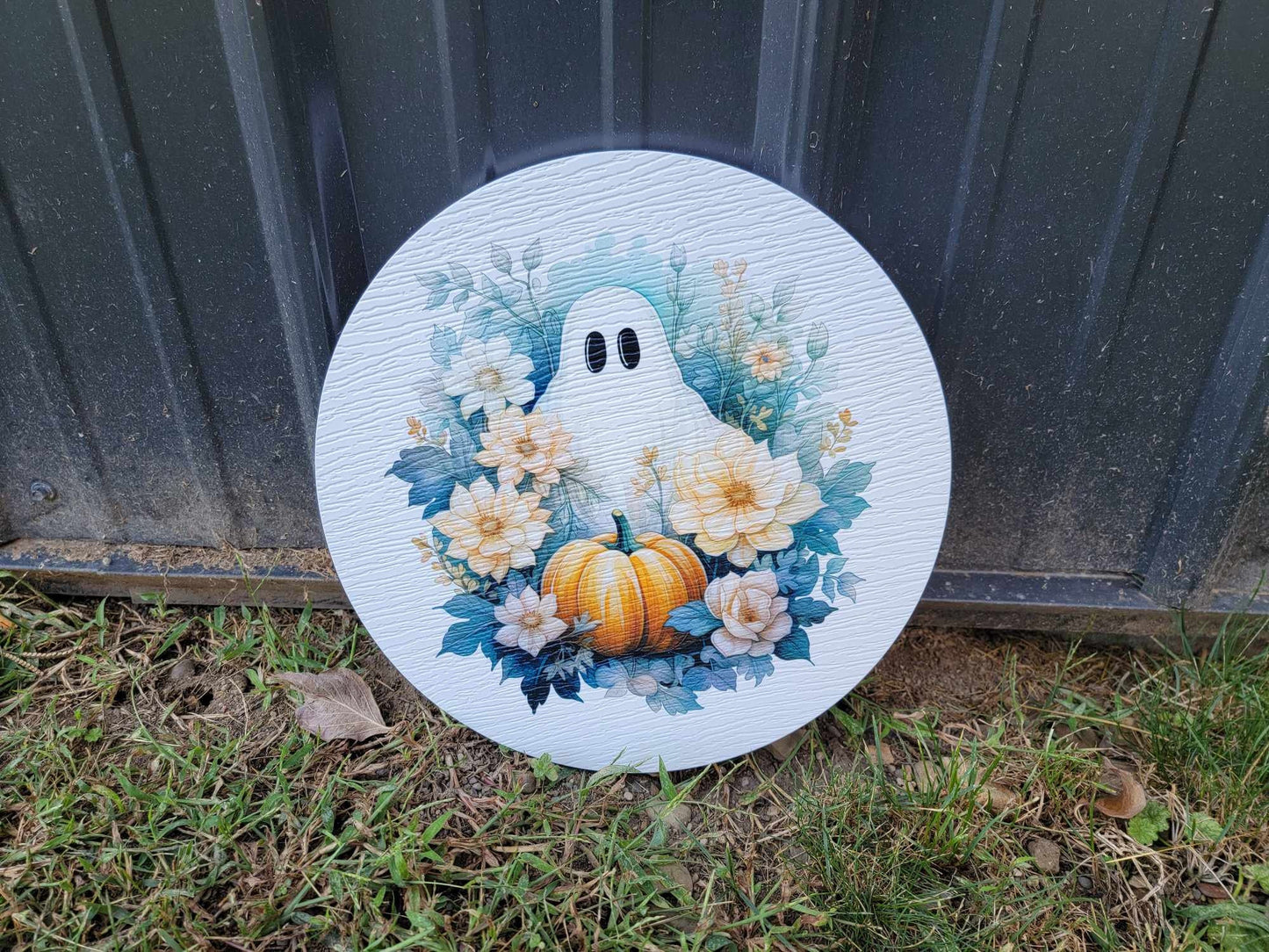 Ghost Sheet Green Sign printed Pumpkin Halloween Fall Porch Pumpkin Autumn Gourd PVC Weatherproof Ultraviolet Ink Doorhanger Outdoor Use