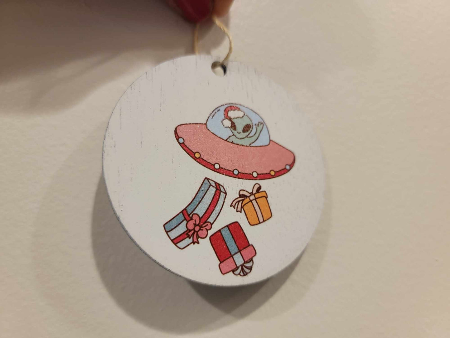 Spaceship Gift drop Extraterrestrial Alien Cryptic Ornament Collector Mythical Printed Keychain Giftable Gift for Him Gift for her Wooden