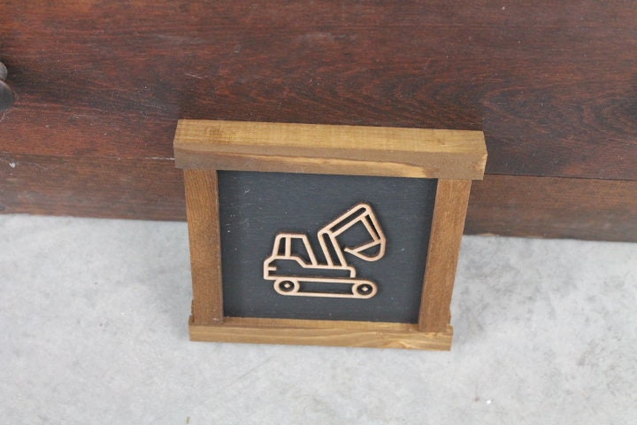 Excavator Digger Construction Work Truck Things with wheels Boys Room Nursery Play room Handmade Wall Decor 3D Layered Laser cut wood sign
