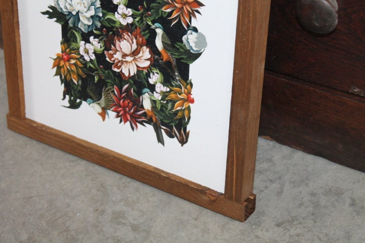 Peony Birds Black Bohemian Gothic Vintage Roses Boho Garden Bouquet Wood Sign Flowers Print Floral Text Wall Art Farmhouse Primitive Rustic