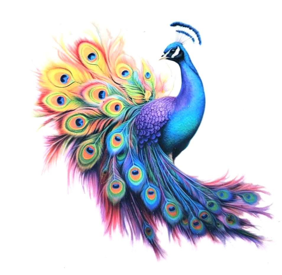 Peacock Assorted Watercolor Theme Decals Waterproof Sheet Full Color Sticker Kids Bright Fun Window Deal Wall Sticker Thermos Painted Bird