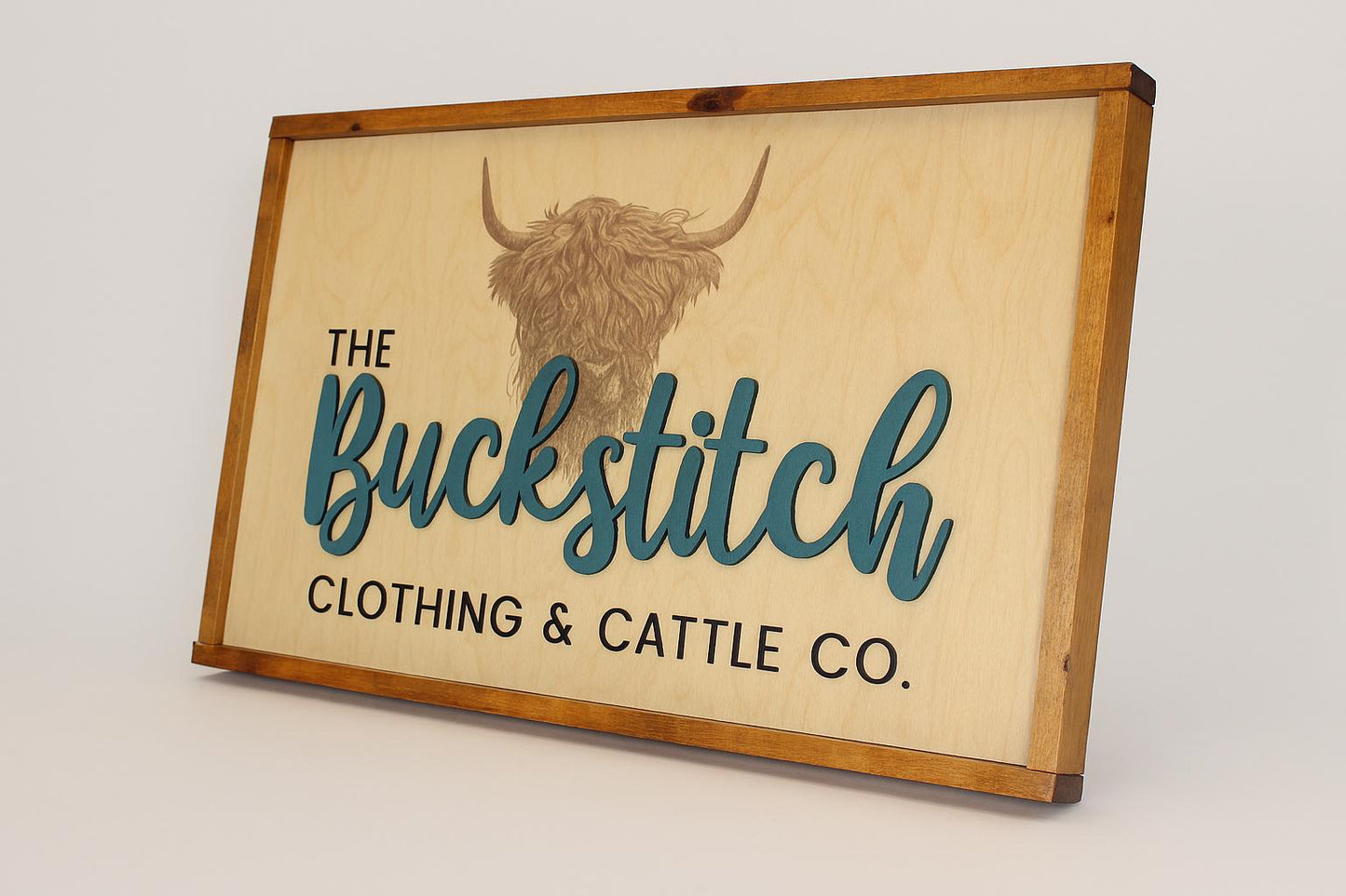Highland Cow Cattle Company Wood Sign Raised Text Large Printed Scottish Western Country Primitive Clothing Wall Hanging Decoration
