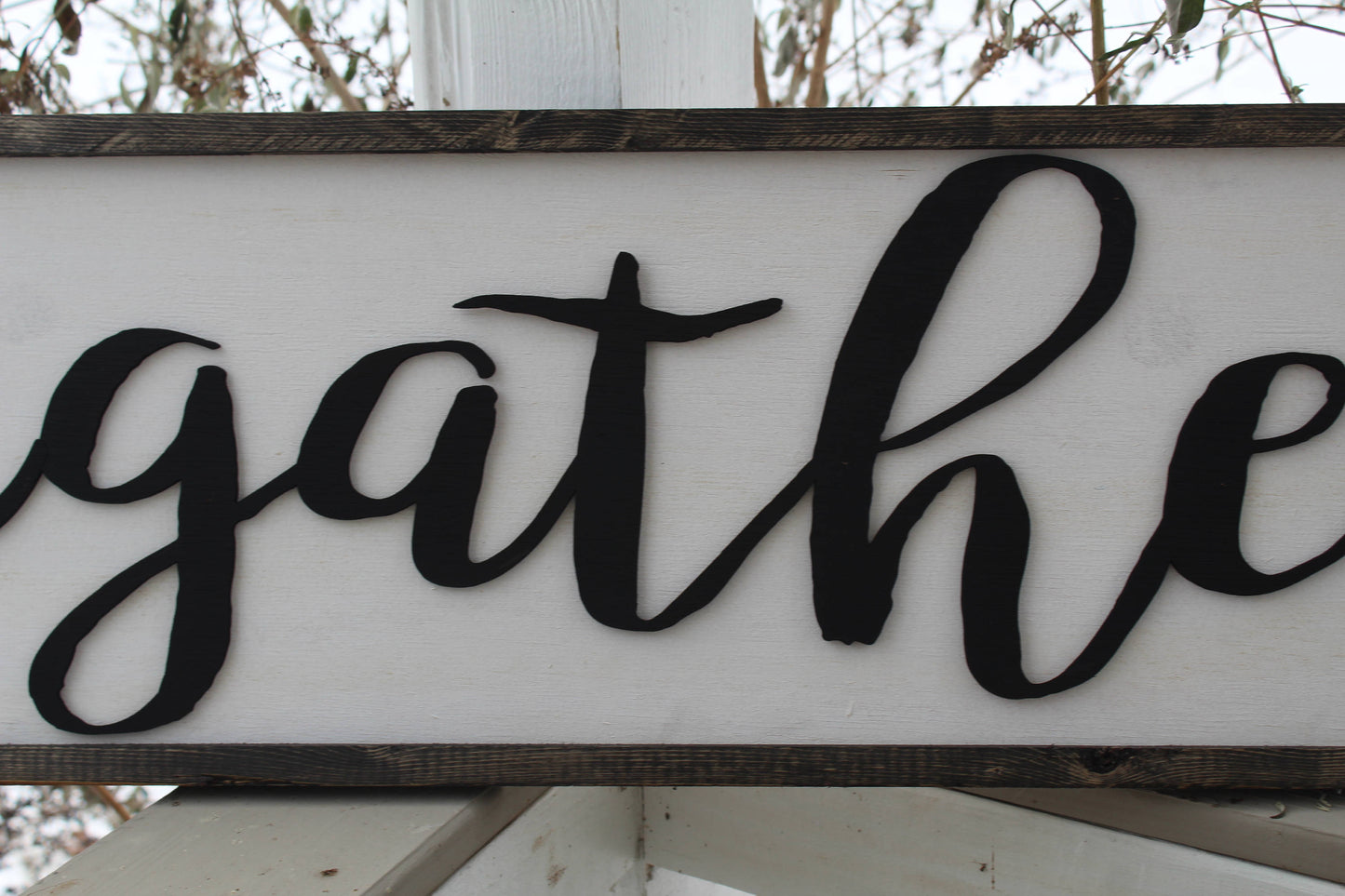 Gather sign large shabby chic rustic decor oversized xl 5 foot sign Thanksgiving dinning kitchen table family room indoor outdoor farmhouse