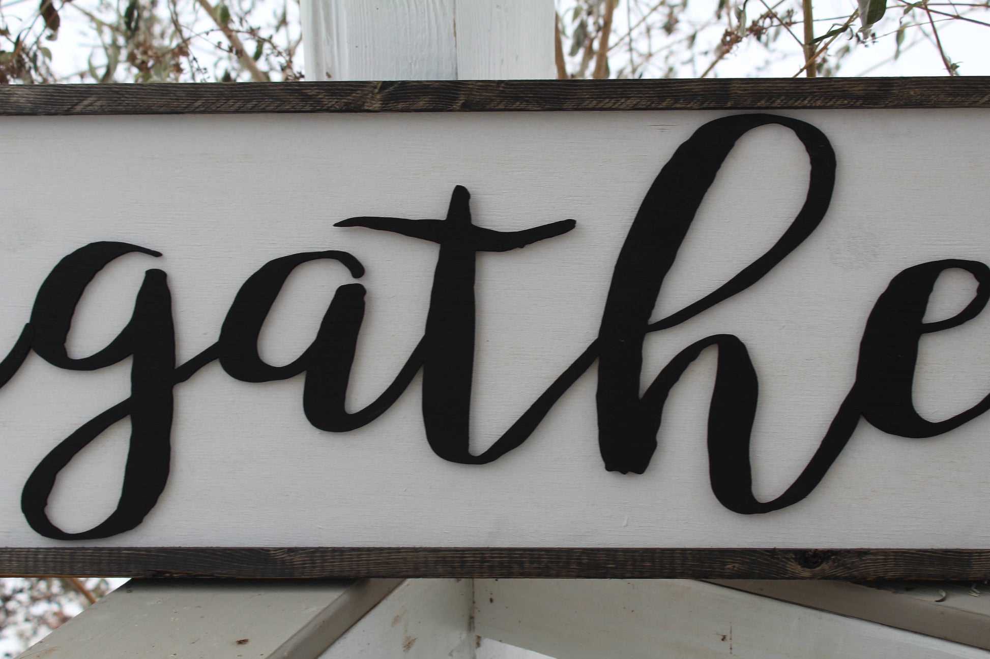 Gather sign large shabby chic rustic decor oversized xl 5 foot sign Thanksgiving dinning kitchen table family room indoor outdoor farmhouse