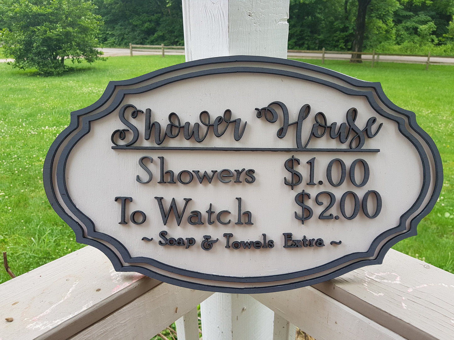 Bathroom Sign, Washroom Sign, Restroom Sign, Shower House, Custom Made Business Sign, Funny, Wood, Shabby Chic, Country, Footstepsinthepast