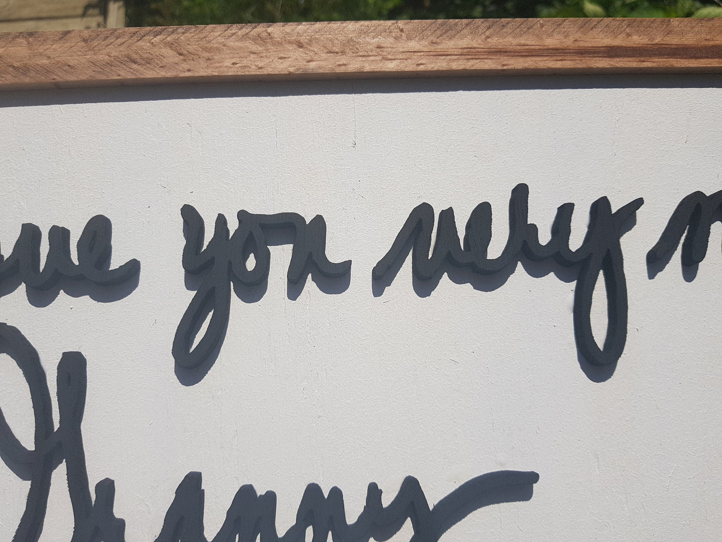 handwriting gift wood sign take your writing and get it cutout of wood and framed great unique for family mom dad brother and sister