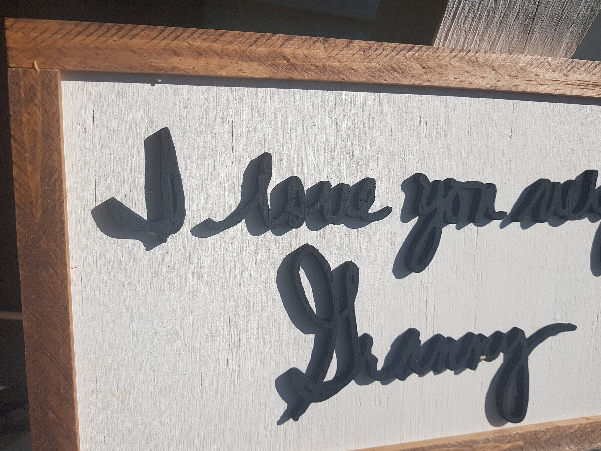 handwriting gift wood sign take your writing and get it cutout of wood and framed great unique for family mom dad brother and sister