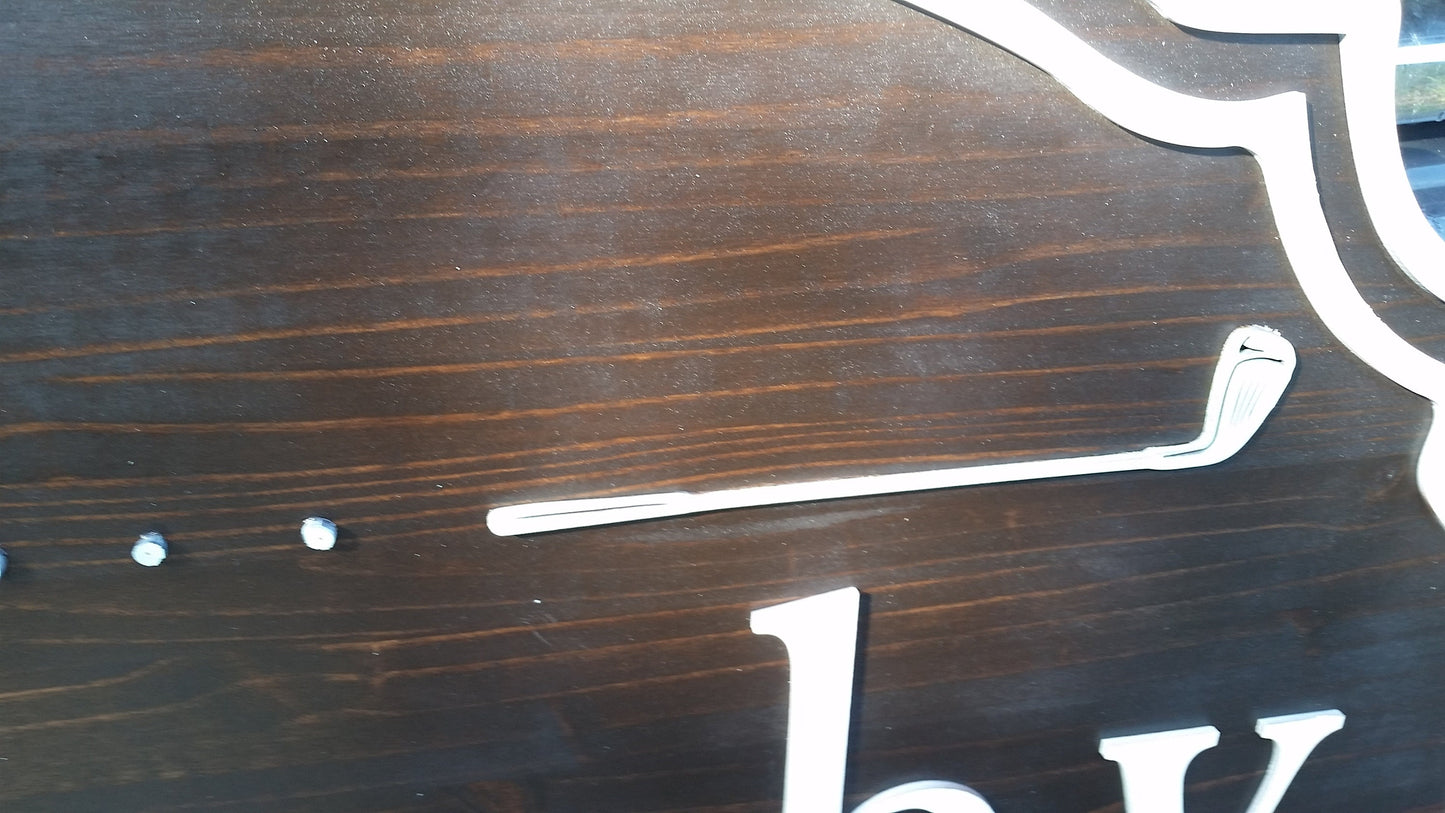 Large Custom Golf Sign Putter Golf Club Business Logo Wood Raised Text Laser Cut Out 3D Extra Large Outdoor