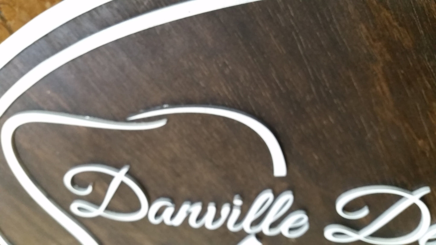 Large Custom Oval Dental Care Sign Wooden Dentist Office Commerical Signage Business Group Tooth 3D Your Logo Laser Cut Out Handmade Teeth