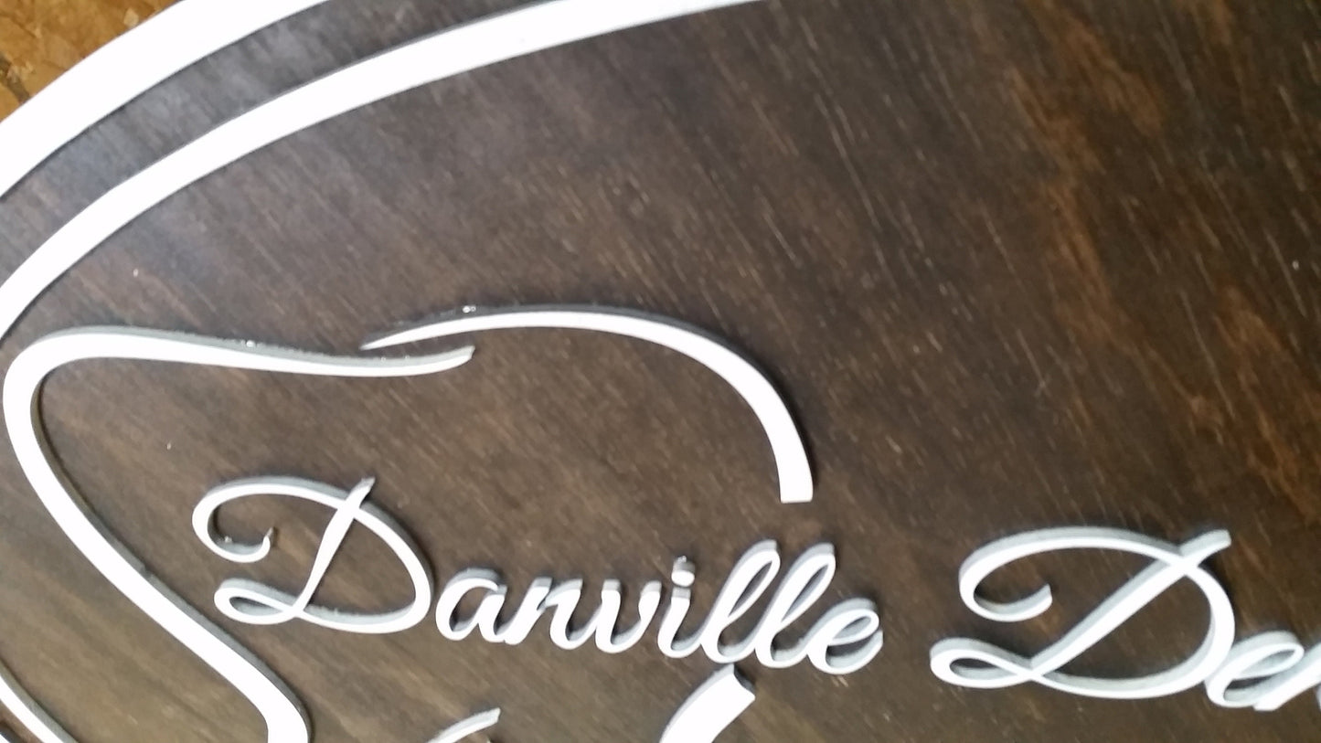 Large Custom Oval Dental Care Sign Wooden Dentist Office Commerical Signage Business Group Tooth 3D Your Logo Laser Cut Out Handmade Teeth