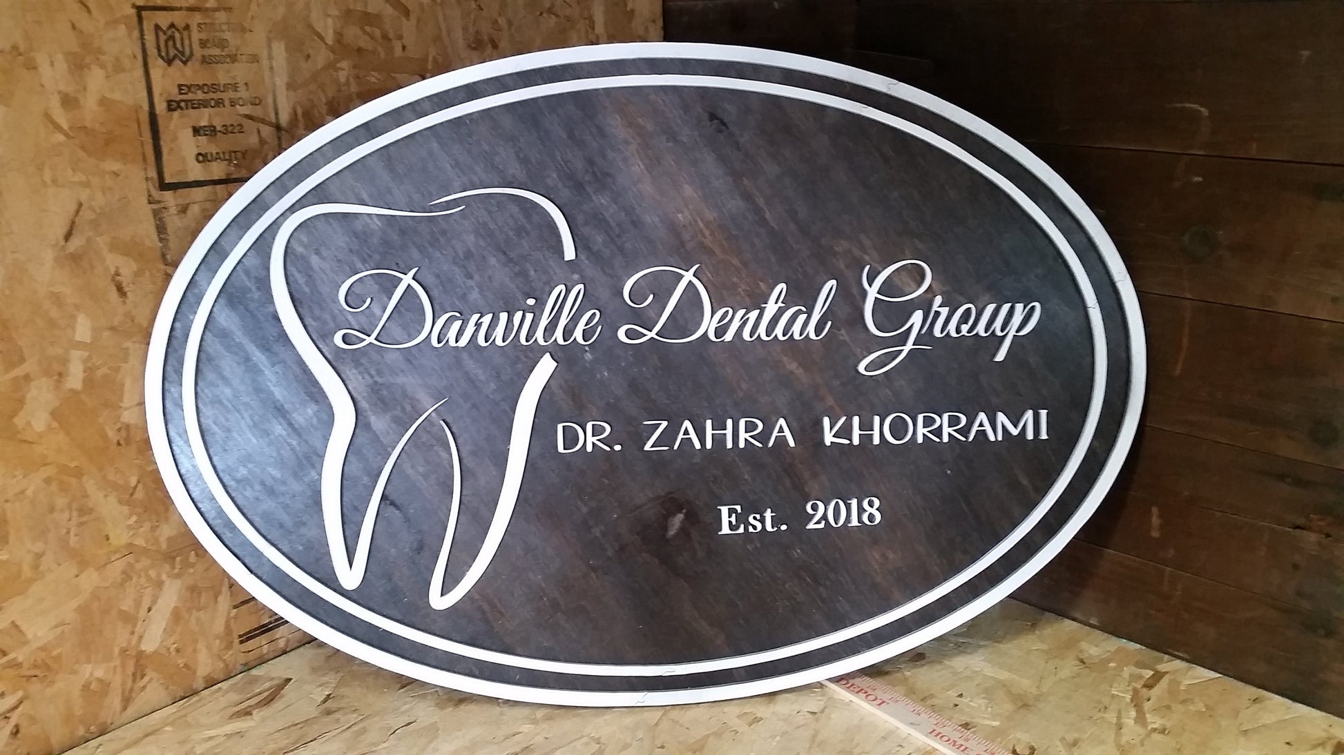 Large Custom Oval Dental Care Sign Wooden Dentist Office Commerical Signage Business Group Tooth 3D Your Logo Laser Cut Out Handmade Teeth