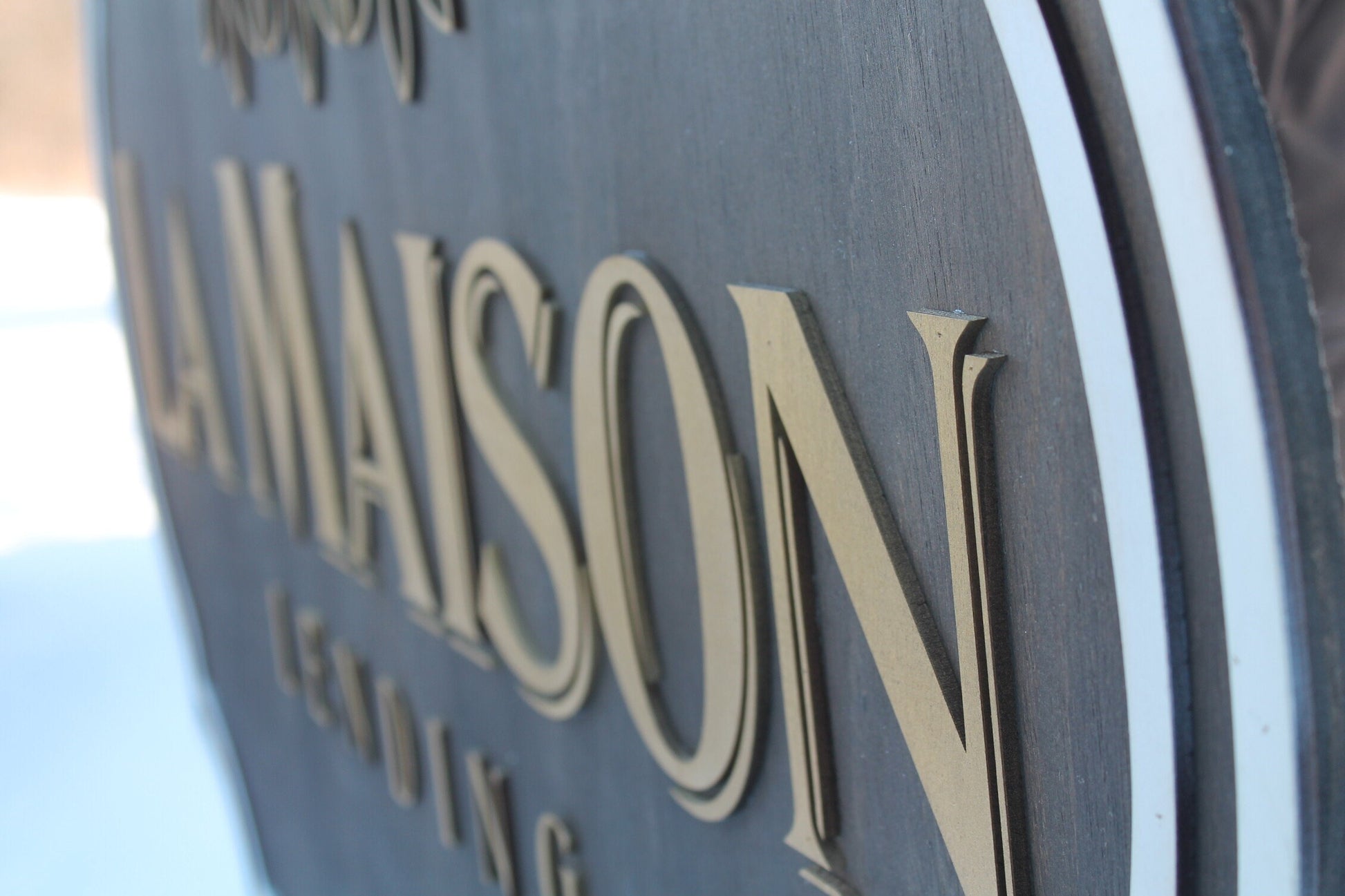 large wood sign, Financial, Banking, Lending, Mortgage Broker Business Sign, Oval, Raised Text, Custom, Small Business Laser Cut, Wood,