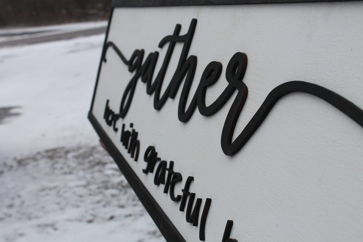 Gather Here with Grateful Hearts,Large Raised Letter, Large Custom Sign, Over-sized, Wood, Extra Large, Couch Sign, Fireplace Sign, Gift