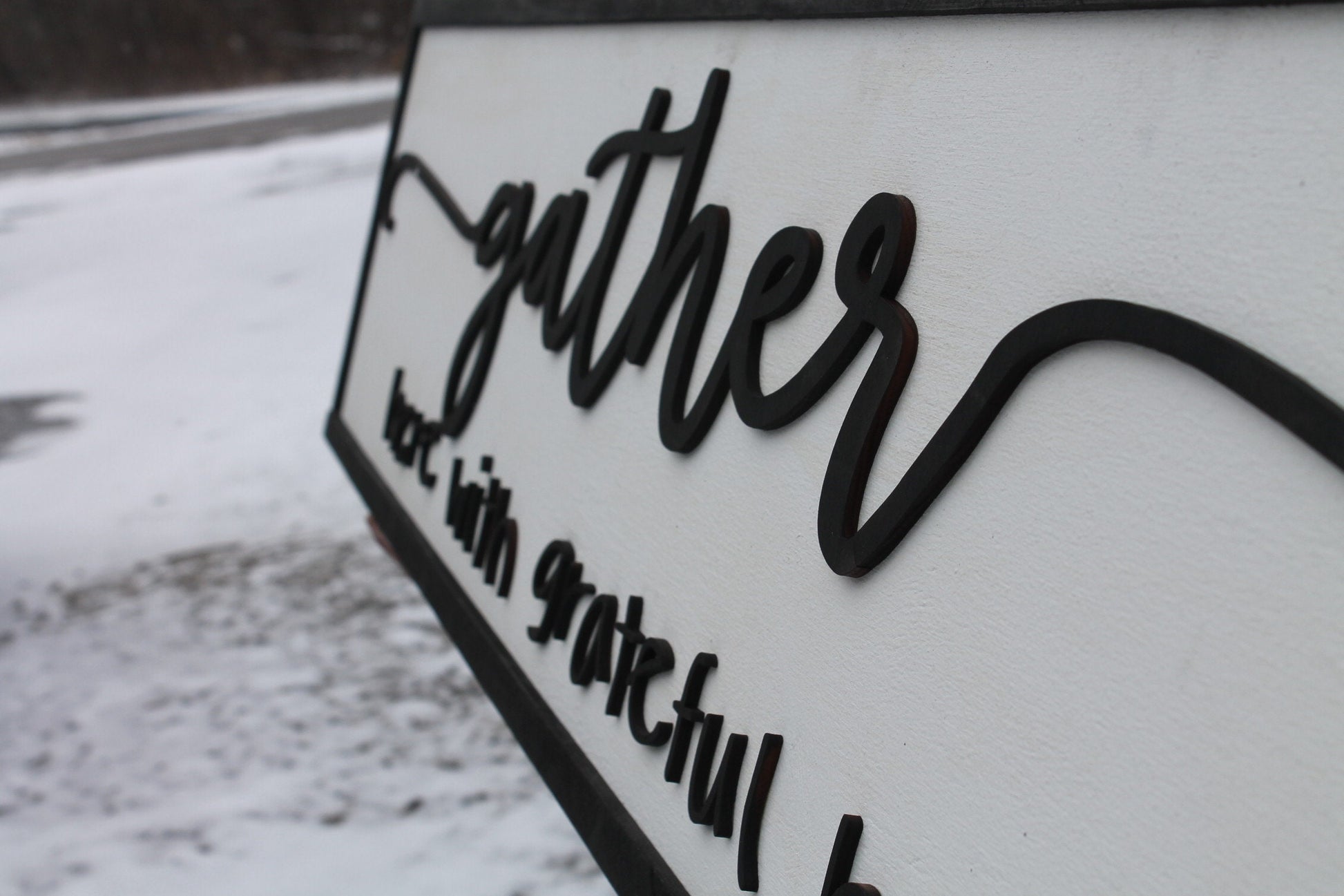 Gather Here with Grateful Hearts,Large Raised Letter, Large Custom Sign, Over-sized, Wood, Extra Large, Couch Sign, Fireplace Sign, Gift
