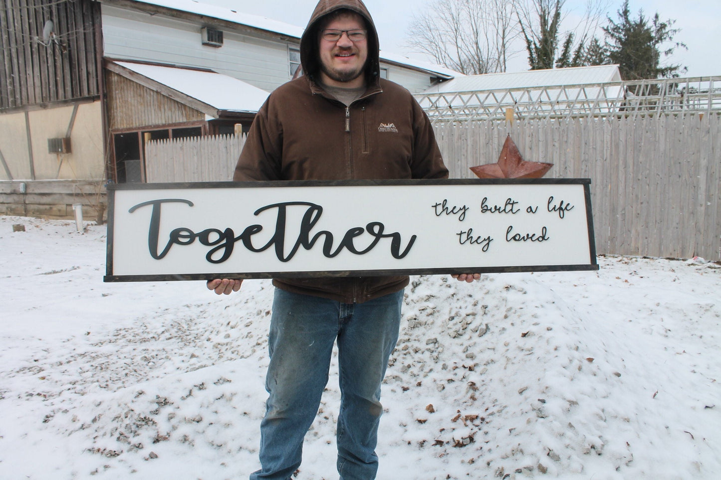 Together They Built a Life They Loved, Wood Sign, Extra Large Country Sign ,Large Raised Letter, Over-sized, Wood,Couch Sign, Fireplace Sign