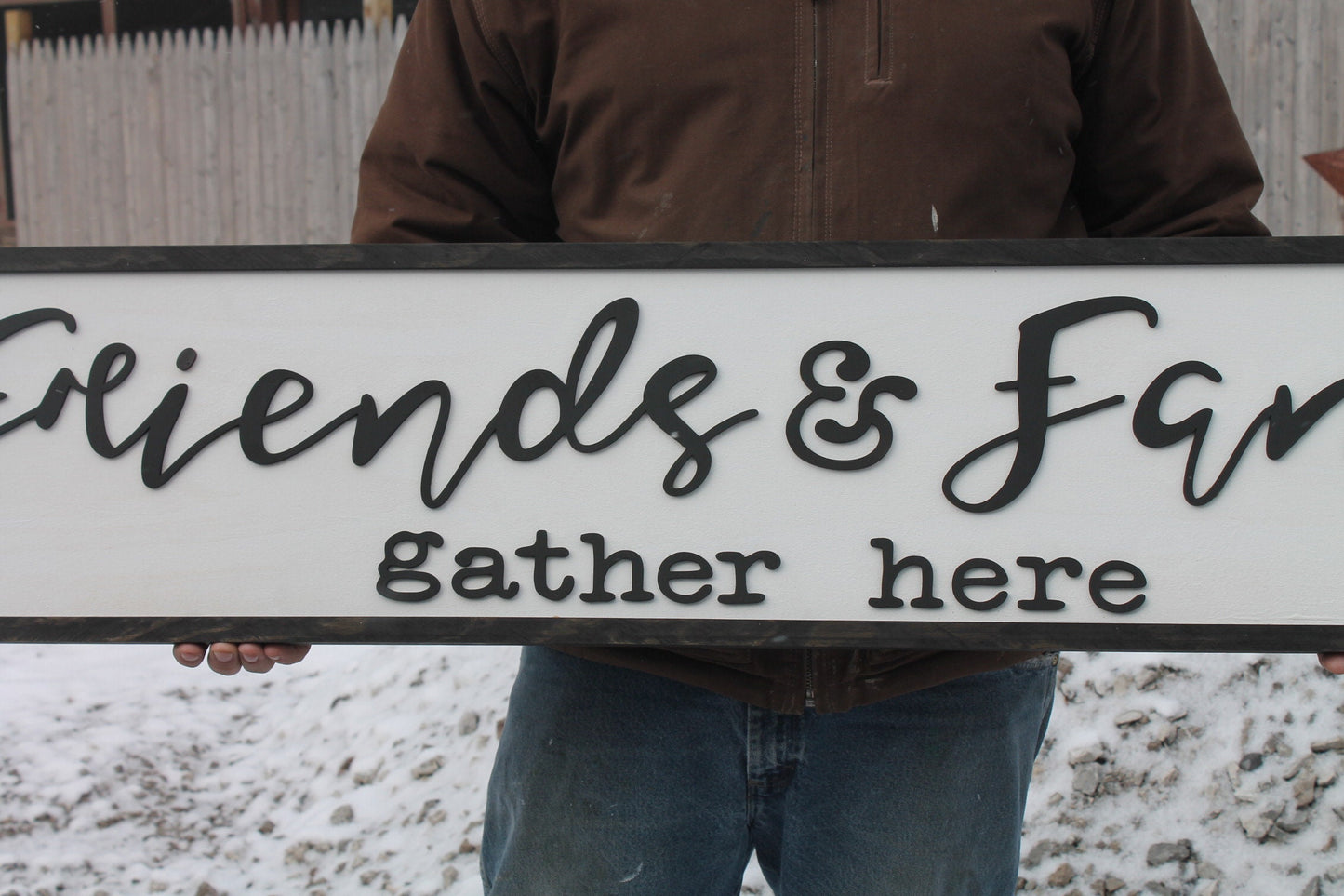 Friends and Family Gather Here, Wood Sign, Extra Large Country Sign ,Large Raised Letter, Over-sized, Wood,Couch Sign, Fireplace Sign
