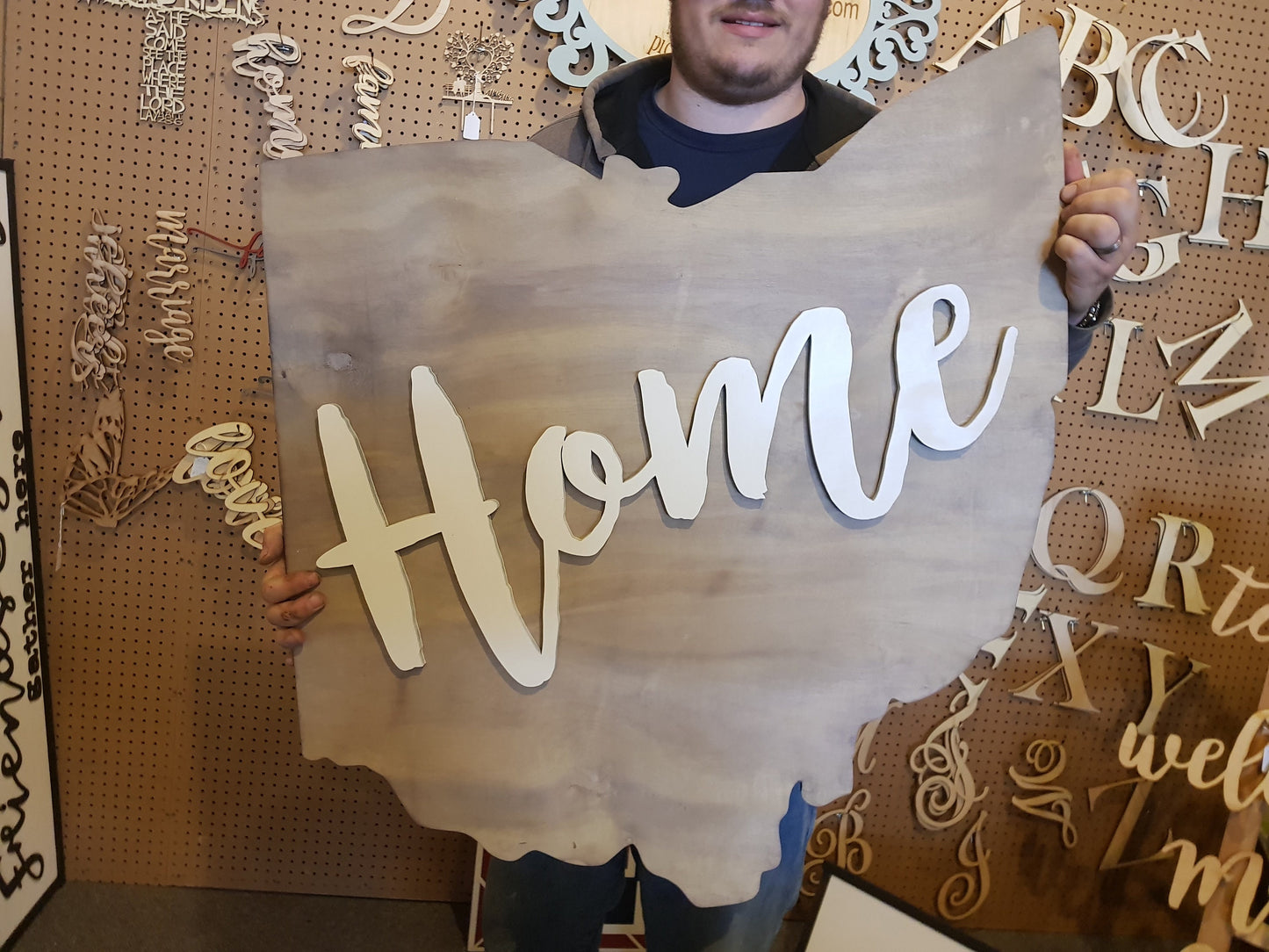 Ohio State Wood Sign, Home Sign, Raised Letters, Over Sized, Large State Sign, Your State, Custom, Cutout, Wooden, Wood, Extra Large