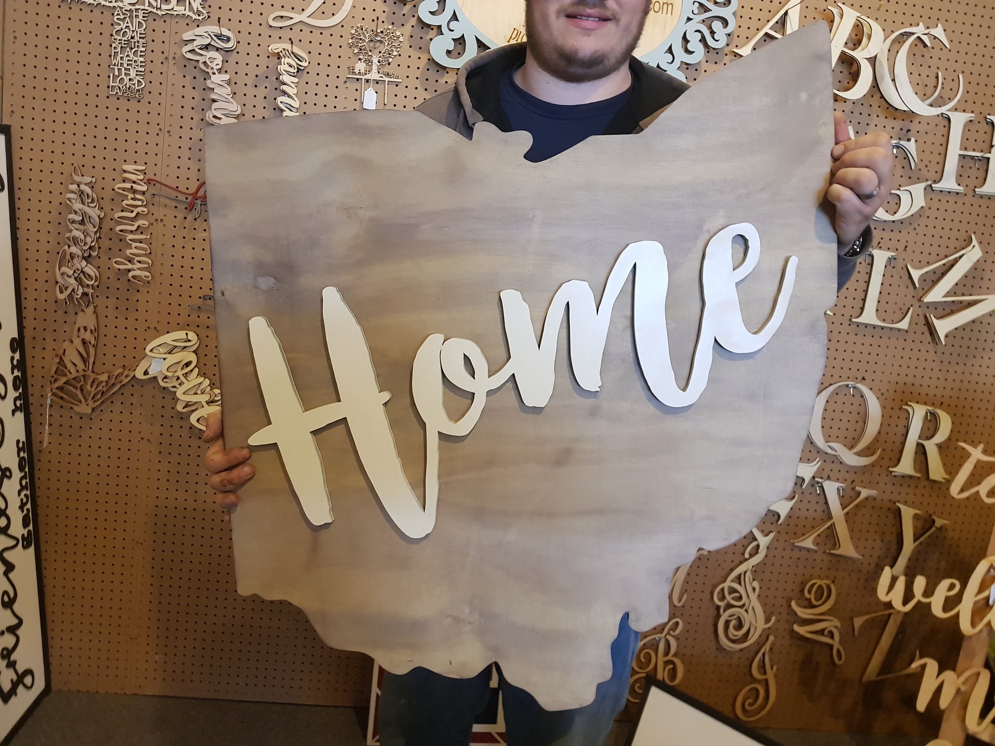 Ohio State Wood Sign, Home Sign, Raised Letters, Over Sized, Large State Sign, Your State, Custom, Cutout, Wooden, Wood, Extra Large