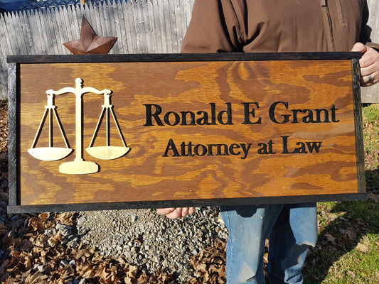 Large Custom Attorney Sign, Over-sized Rustic Business Logo, Wood, Laser Cut Out, 3D, Extra Large, Sign Footstepsinthepast