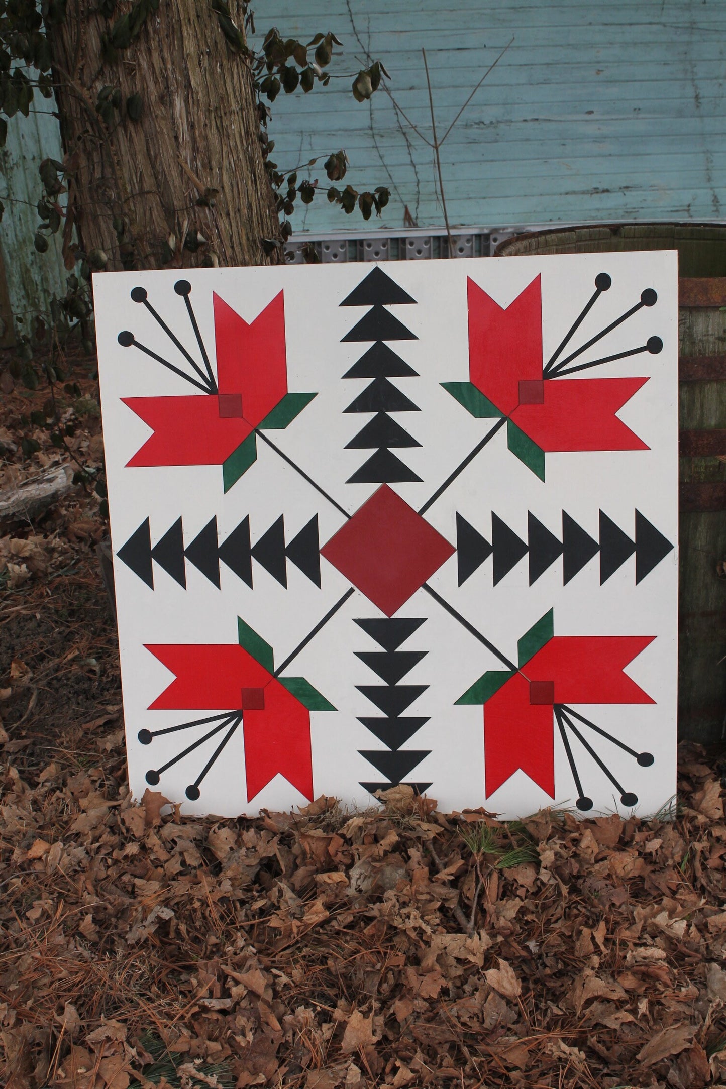 Barn Quilt, Tulip, Flower, Floral, Red, Wood Barn Quilt, Barn Decor, Vintage, Rustic, Mosaic, Handmade, Primitive, Wood, Laser Cut Out,Large