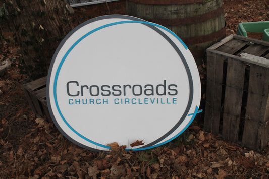 Custom Round Church Business Commerical Signage Made To Order Crossroads Ministry Store Front Small Business Sign Logo Circle Wooden 3D