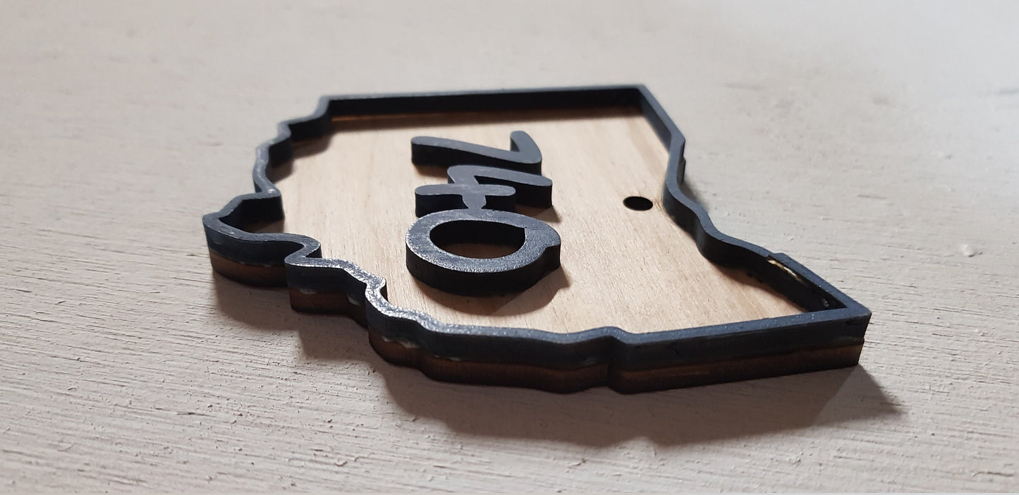 Custom State, Raised Area Code, Raised Sign, Ohio, 740, 3D, Wood, Your Words, Custom, Wooden Words, Laser Cut Out, Wood Cut Out