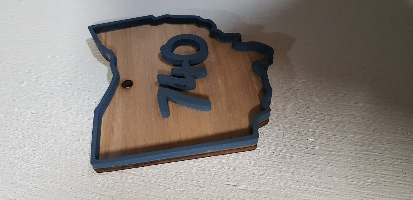 Custom State, Raised Area Code, Raised Sign, Ohio, 740, 3D, Wood, Your Words, Custom, Wooden Words, Laser Cut Out, Wood Cut Out
