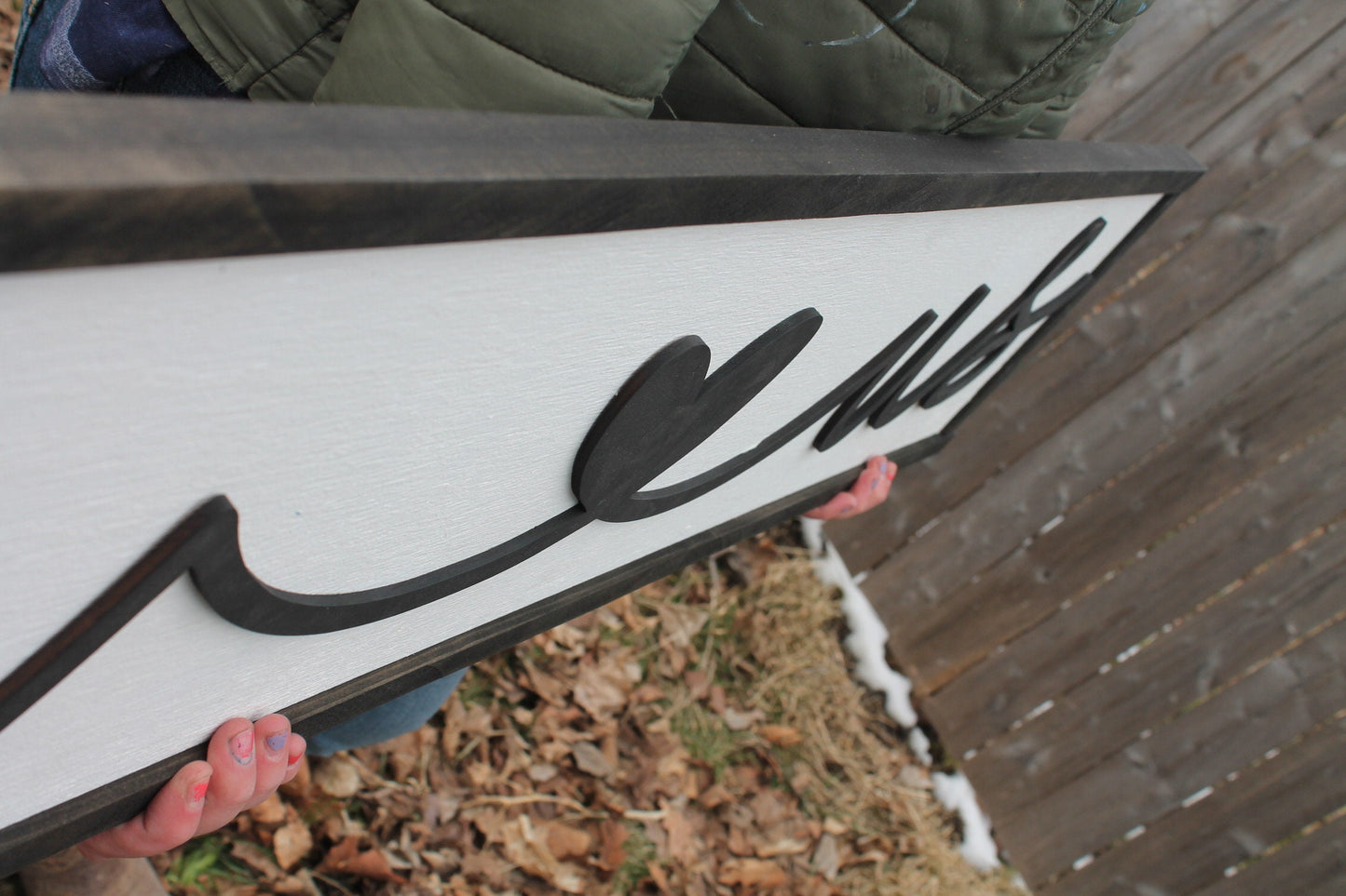 I Love Us Sign Raised Text Script I Heart Us Wood Sign Large Couch Living Room Sign Rustic Primitive Shabby Chic Text Unique Wedding gift