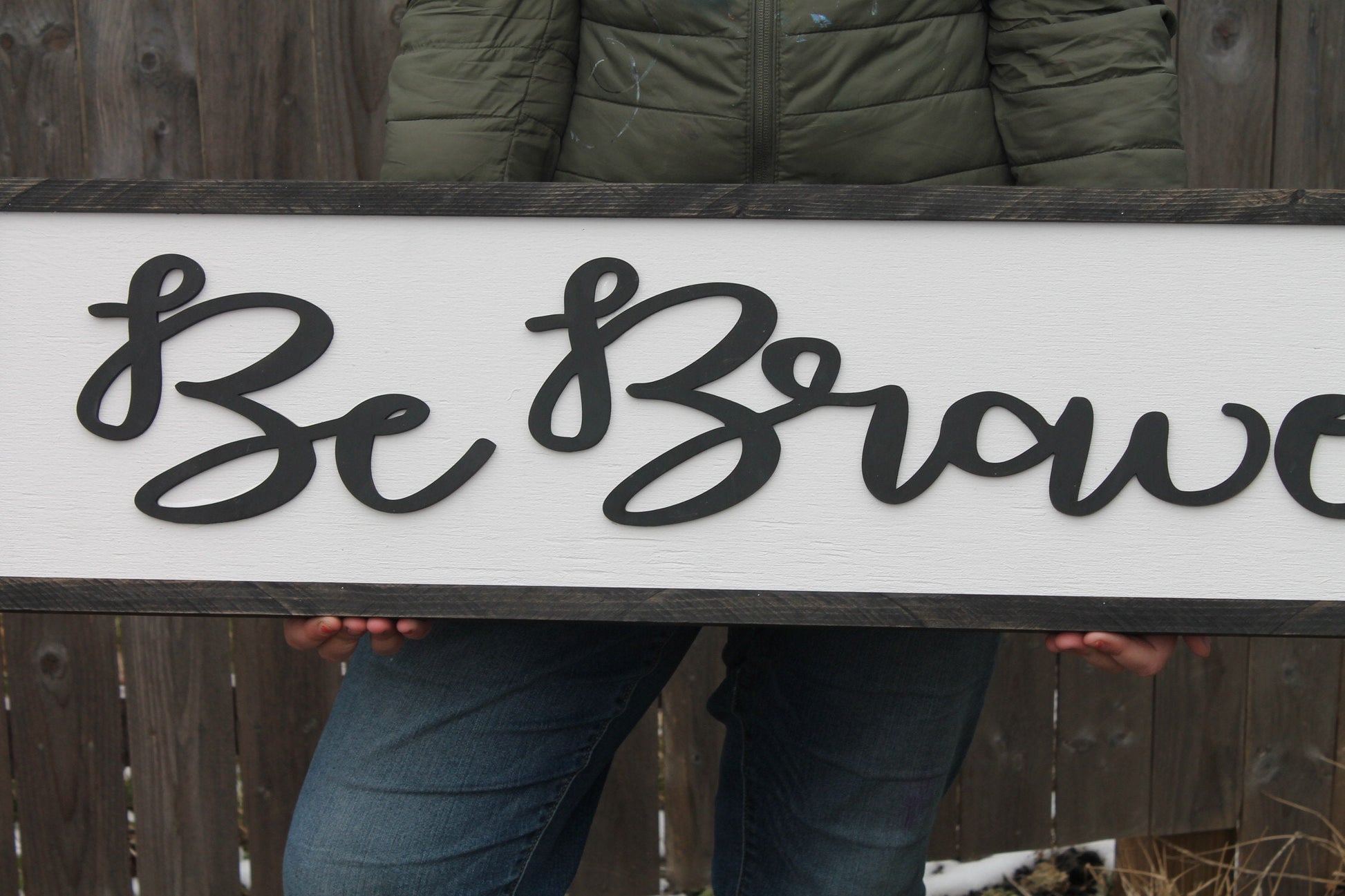 Be Brave Nursery Sign Raised Text Wood Sign Adventure Travel Large Over Sized Rustic Primitive Shabby Chic 3D Script Over the Crib