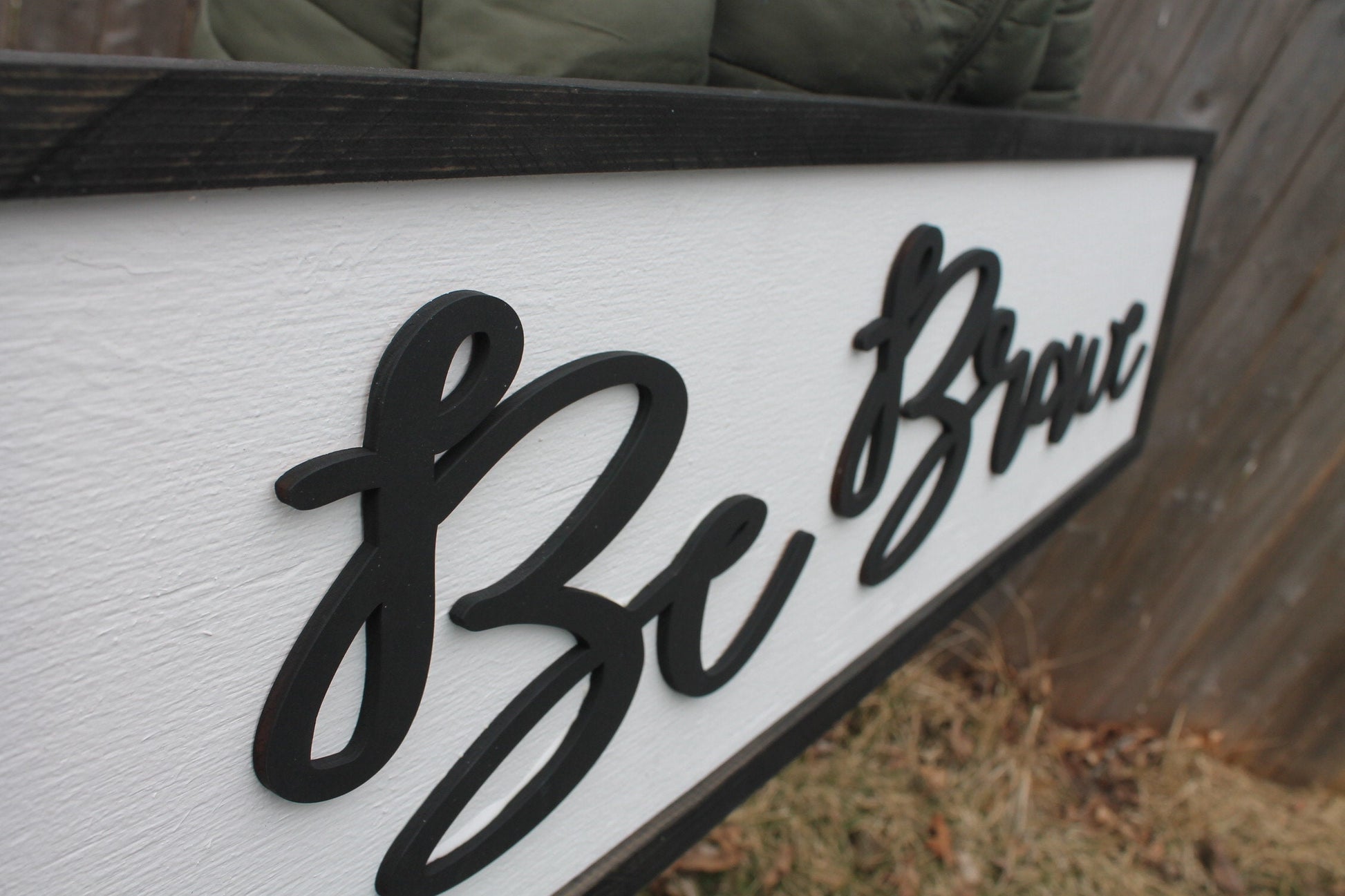 Be Brave Nursery Sign Raised Text Wood Sign Adventure Travel Large Over Sized Rustic Primitive Shabby Chic 3D Script Over the Crib