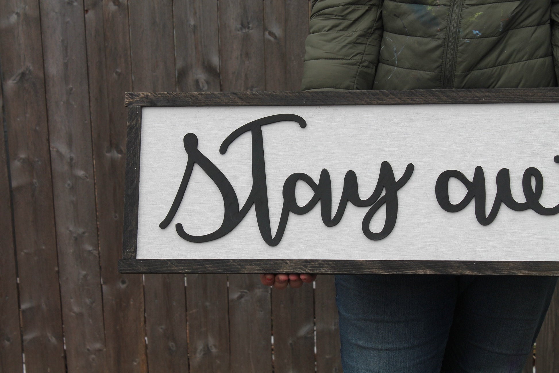 Stay Awhile, Guest Room Sign, Bed Sign, Couch Sign, Large, Over Sized Rustic, Primitive, Shabby Chic, Raised Text, 3D, Wood