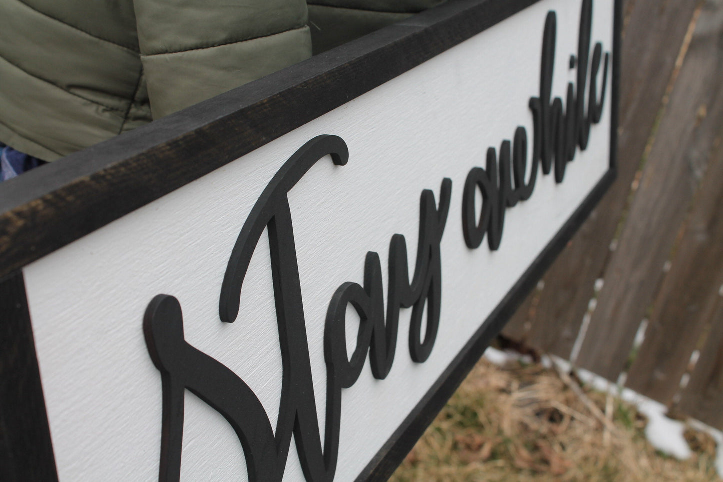 Stay Awhile, Guest Room Sign, Bed Sign, Couch Sign, Large, Over Sized Rustic, Primitive, Shabby Chic, Raised Text, 3D, Wood