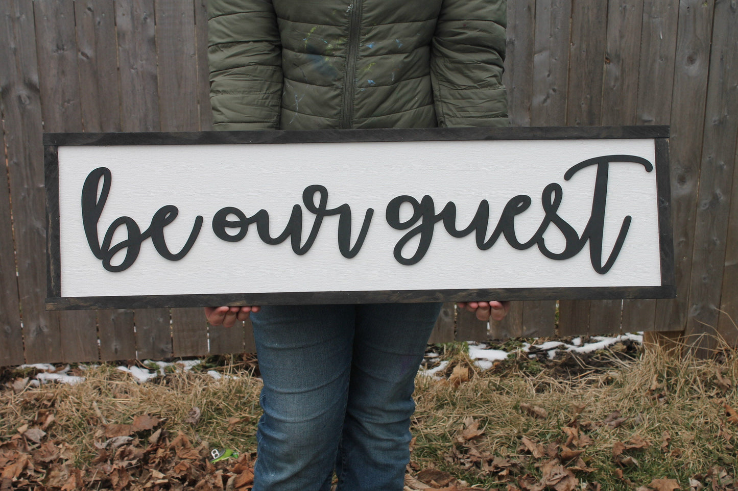 Be Our Guest Wood Sign, Raised Text, Guest Room Decor, Couch Sign, Large, Over Sized Rustic, Primitive, Shabby Chic, 3D, Country Living