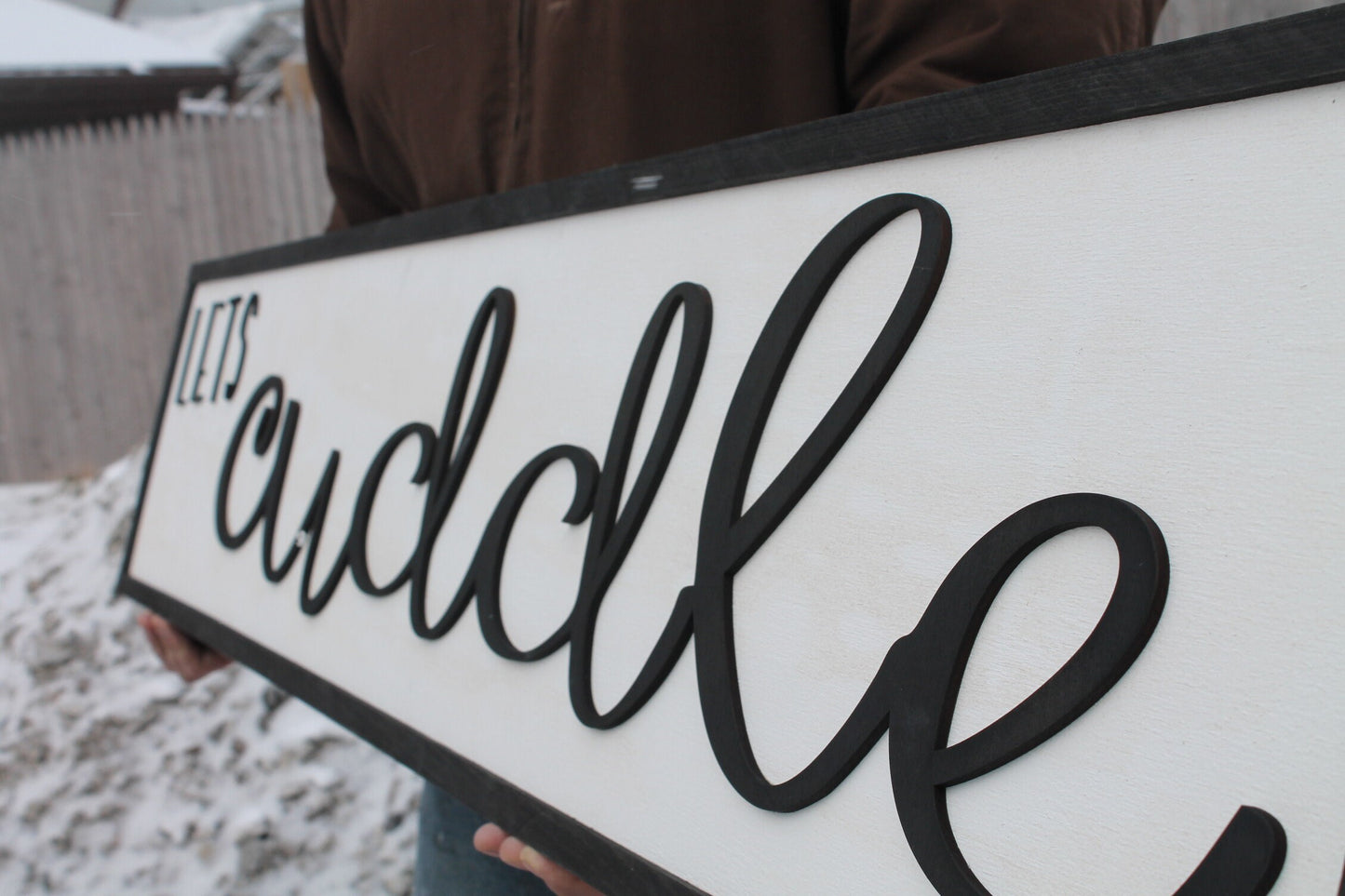 Lets Cuddle, Wood Sign, Extra Large Country Sign ,Large Raised Letter, Over-sized, Wood, Extra Large, Couch Sign, Fireplace Sign, Bedroom