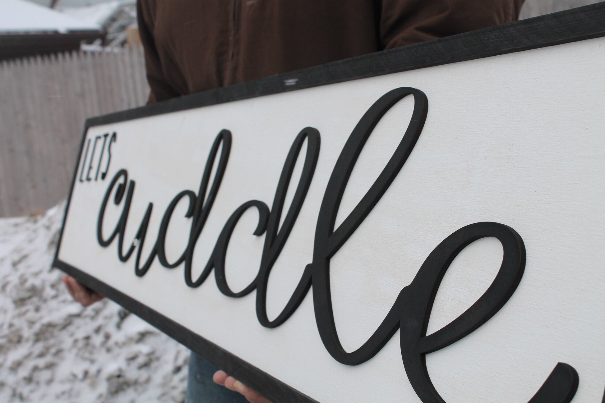 Lets Cuddle, Wood Sign, Extra Large Country Sign ,Large Raised Letter, Over-sized, Wood, Extra Large, Couch Sign, Fireplace Sign, Bedroom