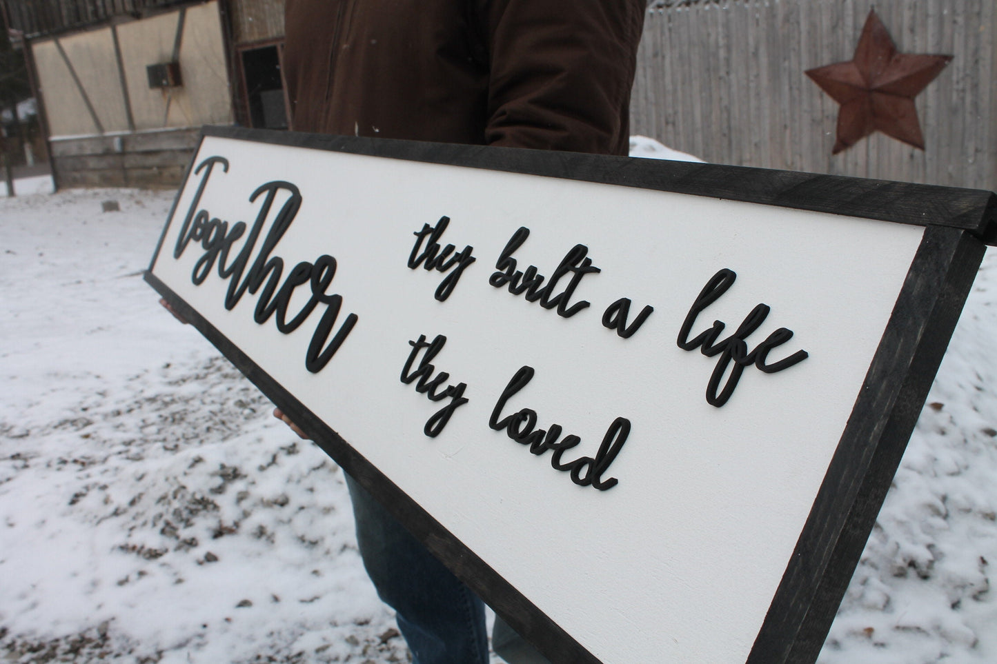 Together They Built a Life They Loved, Wood Sign, Extra Large Country Sign ,Large Raised Letter, Over-sized, Wood,Couch Sign, Fireplace Sign