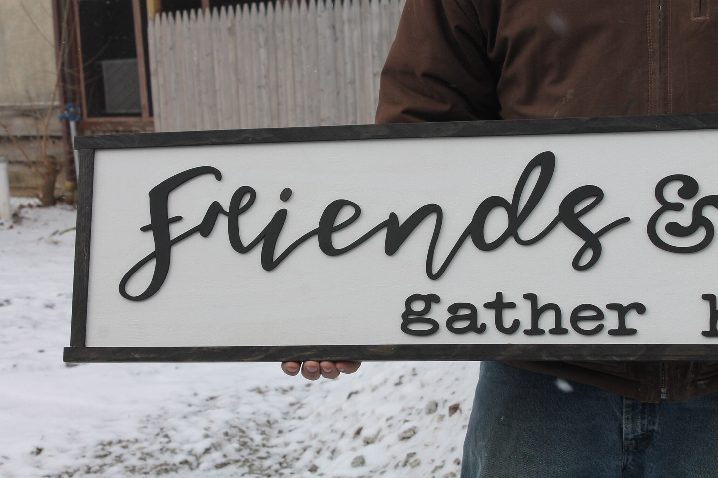 Friends and Family Gather Here, Wood Sign, Extra Large Country Sign ,Large Raised Letter, Over-sized, Wood,Couch Sign, Fireplace Sign