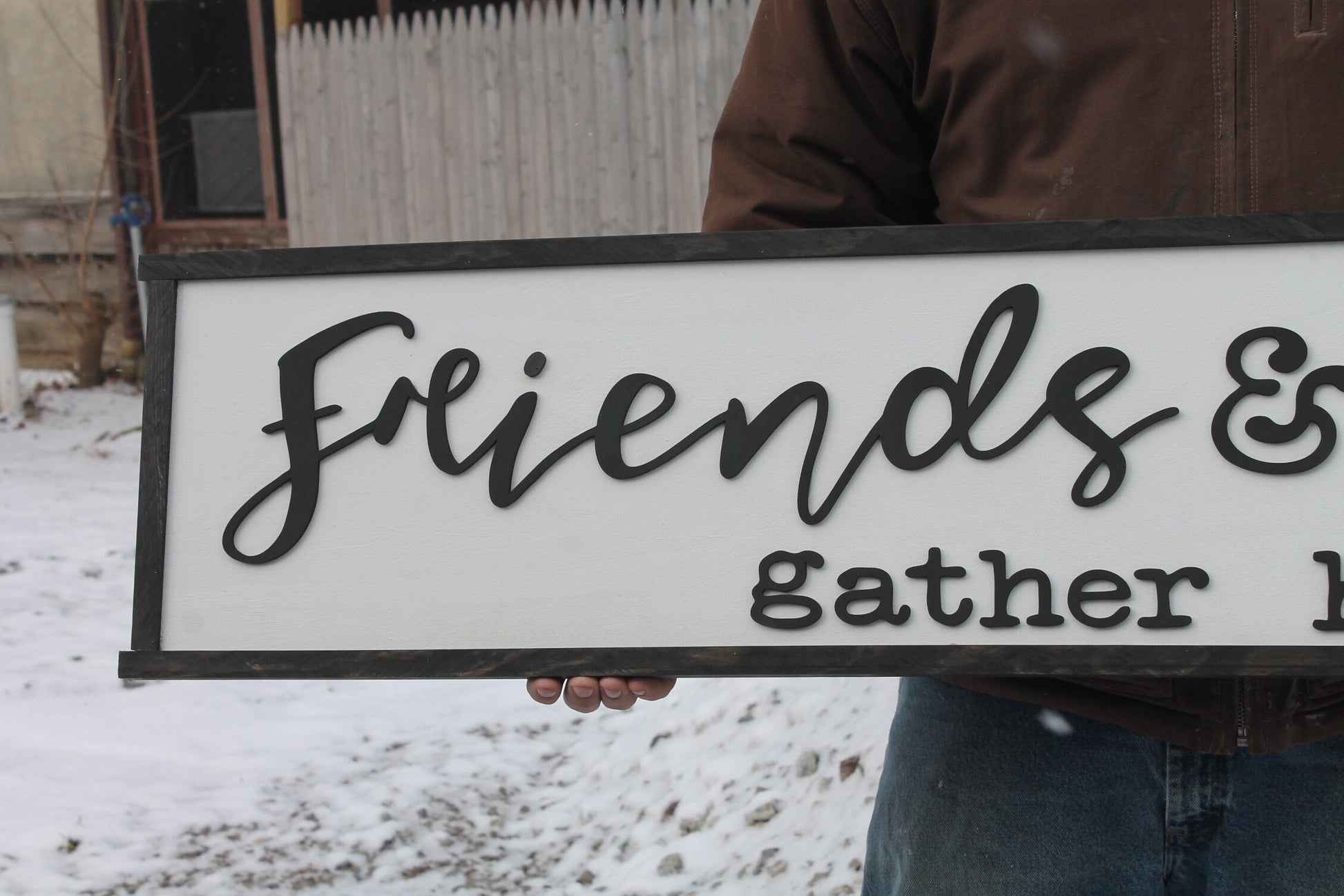 Friends and Family Gather Here, Wood Sign, Extra Large Country Sign ,Large Raised Letter, Over-sized, Wood,Couch Sign, Fireplace Sign